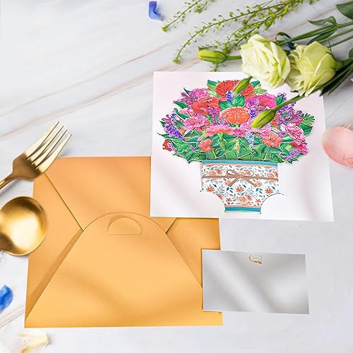 Miniatura 3 de Tarjeta desplegable de ramo de clavel, tarjeta de felicitación 3D de flores con sobre para cualquier ocasión, cumpleaños, día de la madre,