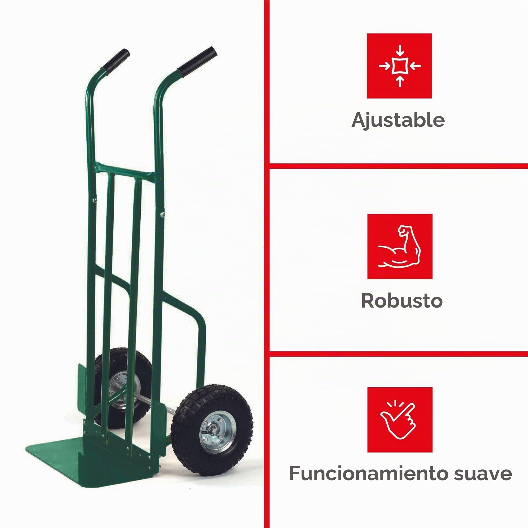 Toolland Carrito para leña Verde con Ruedas neumáticas, Marco de Acero, Carga máx. 250 kg, 3 Posiciones, Asas softgrip, Ideal para Transportar y apilar leña