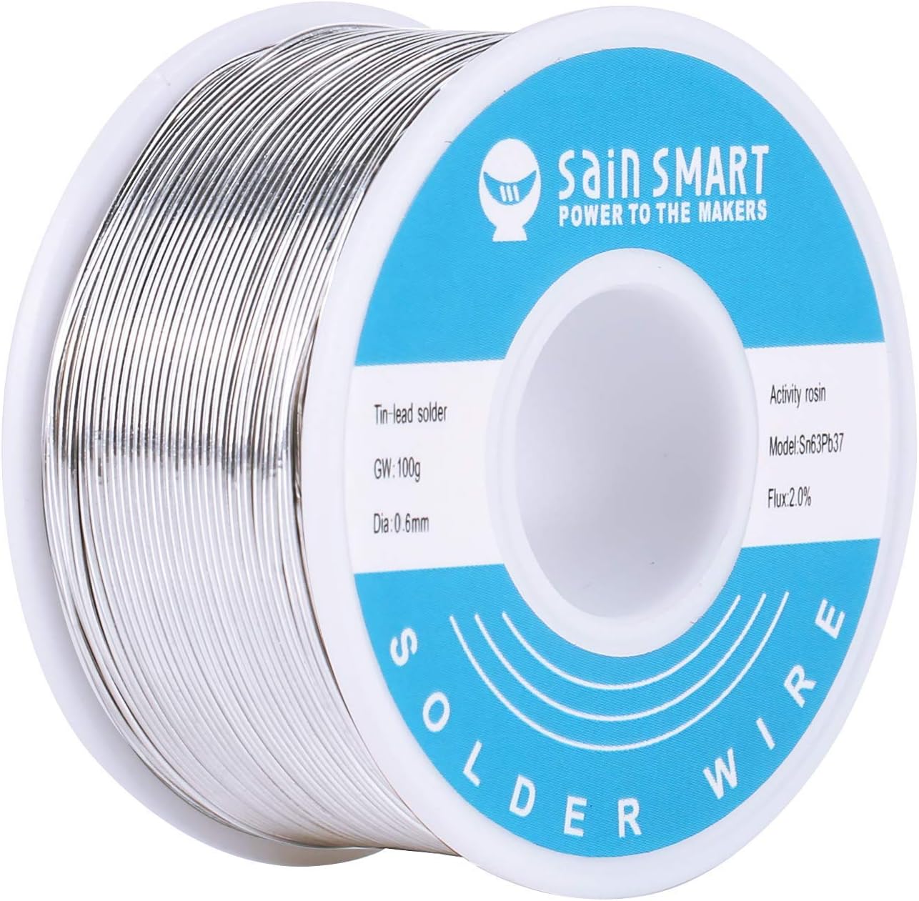 SainSmart 0.6mm Solder Wire 63/37 Tin/Lead Sn63Pb37 with Flux Rosin Core for Electrical Soldering (100g /0.22lbs)