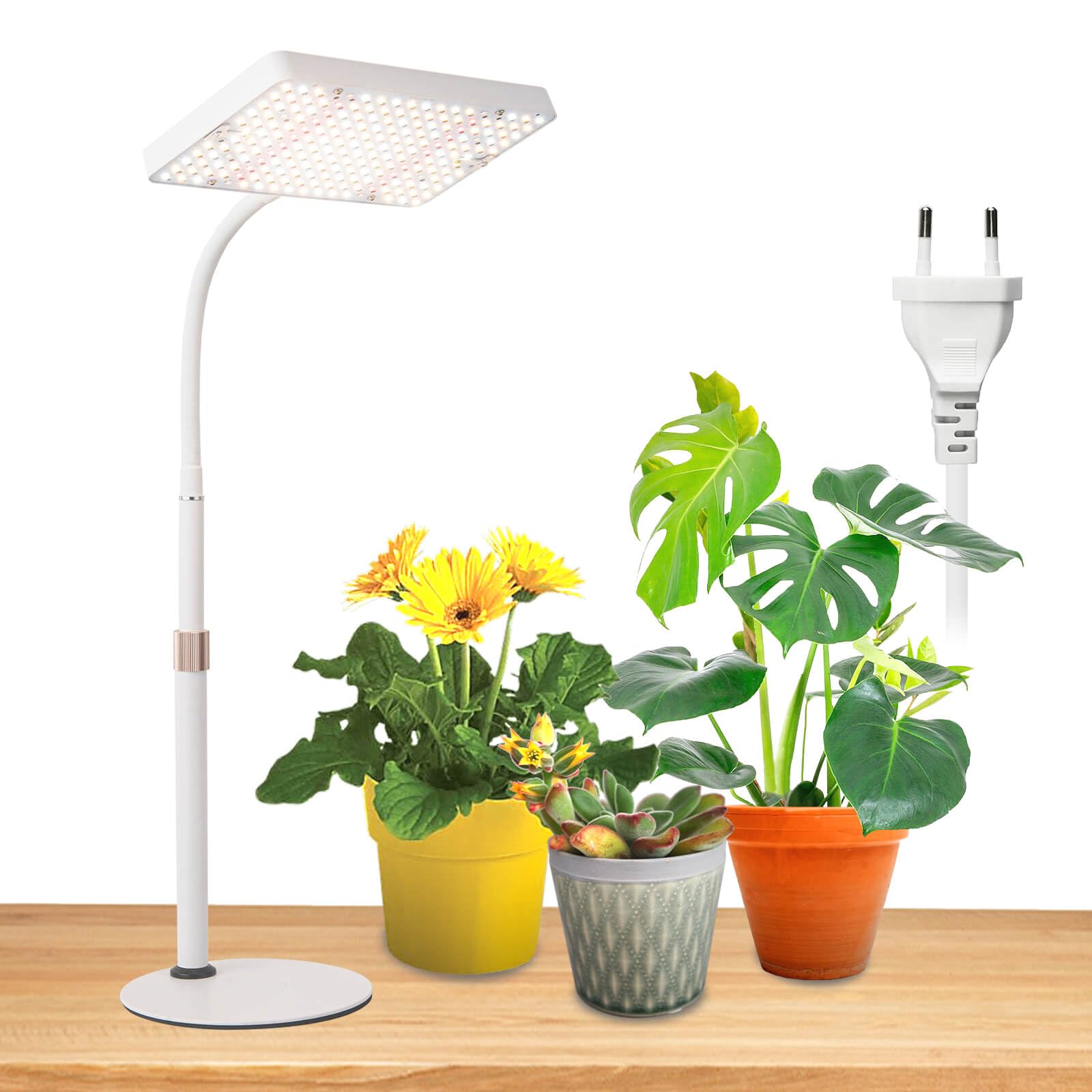 Tischplatte Pflanzenlampe LED Vollspektrum, Höhenverstellbar und Daisy Chain Funktion, Pflanzenlicht LED Vollspektrum, Weiß Grow Lampe, Pflanzenlampe für Zimmerpflanzen