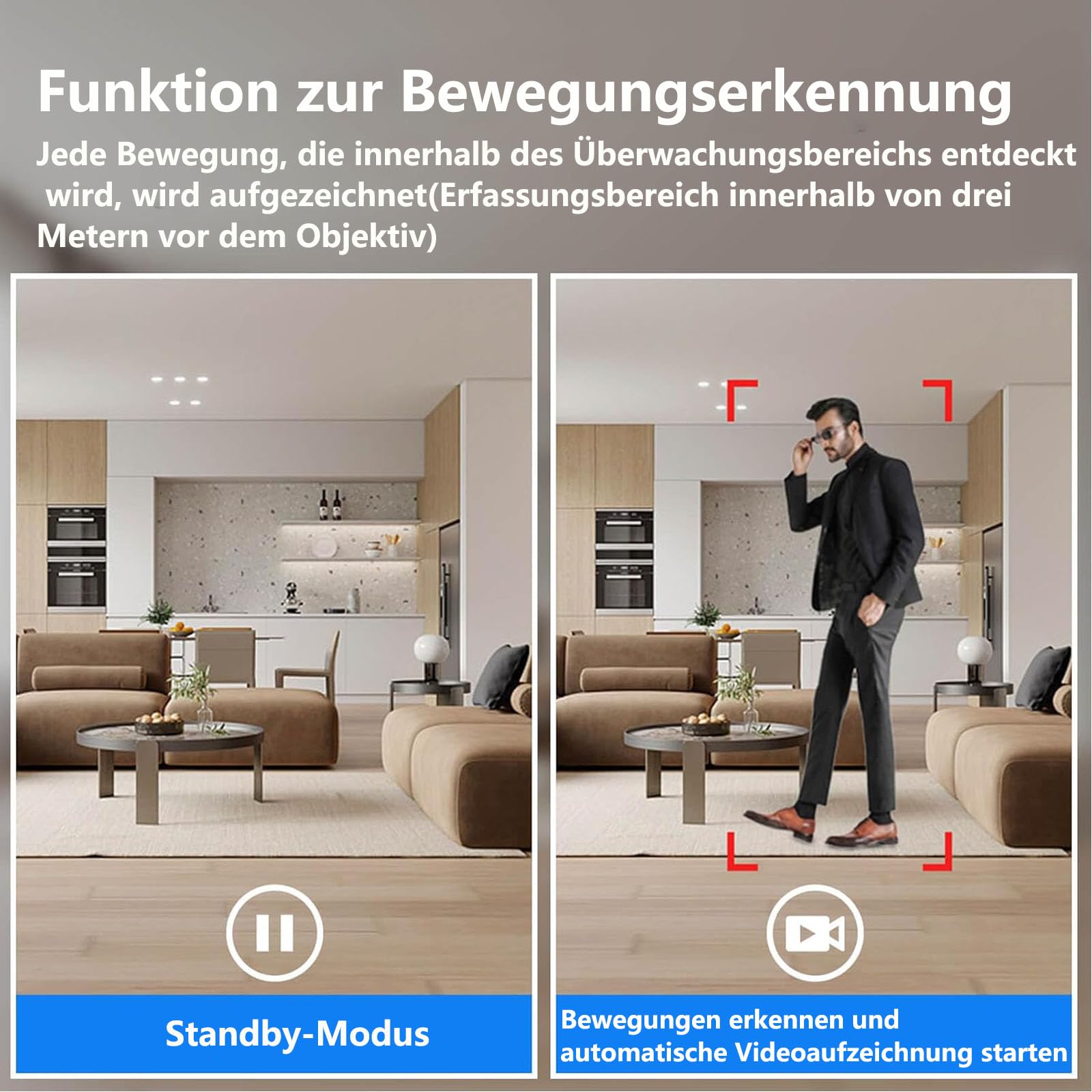 Mini Kamera, HD-Innenüberwachungskamera, mit kontinuierlicher Aufnahme-/Bewegungserkennungsfunktion, geeignet für Sicherheitsüberwachung in Hausinnenräumen, Büros und anderen Szenarien, ohne Wi-Fi