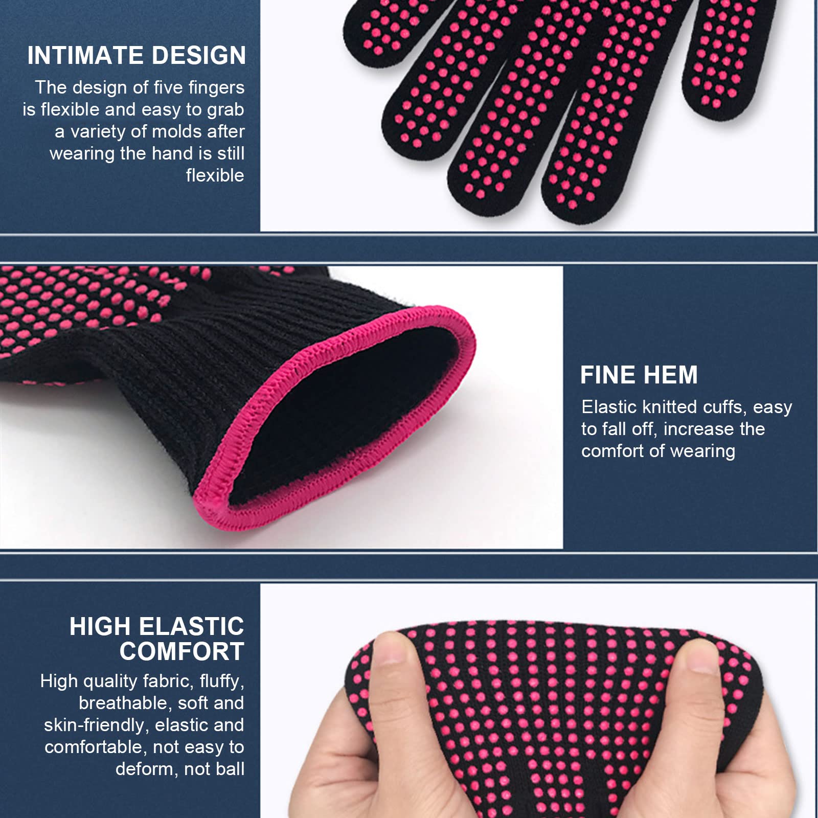 TSHAOUN 2 Paires Gant Résistant à la Chaleur pour la Coiffure, Gants de Protection avec points en silicone, Gant Anti Chaleur pour fer à Lisser la Baguette de Cheveux Curling Outils
