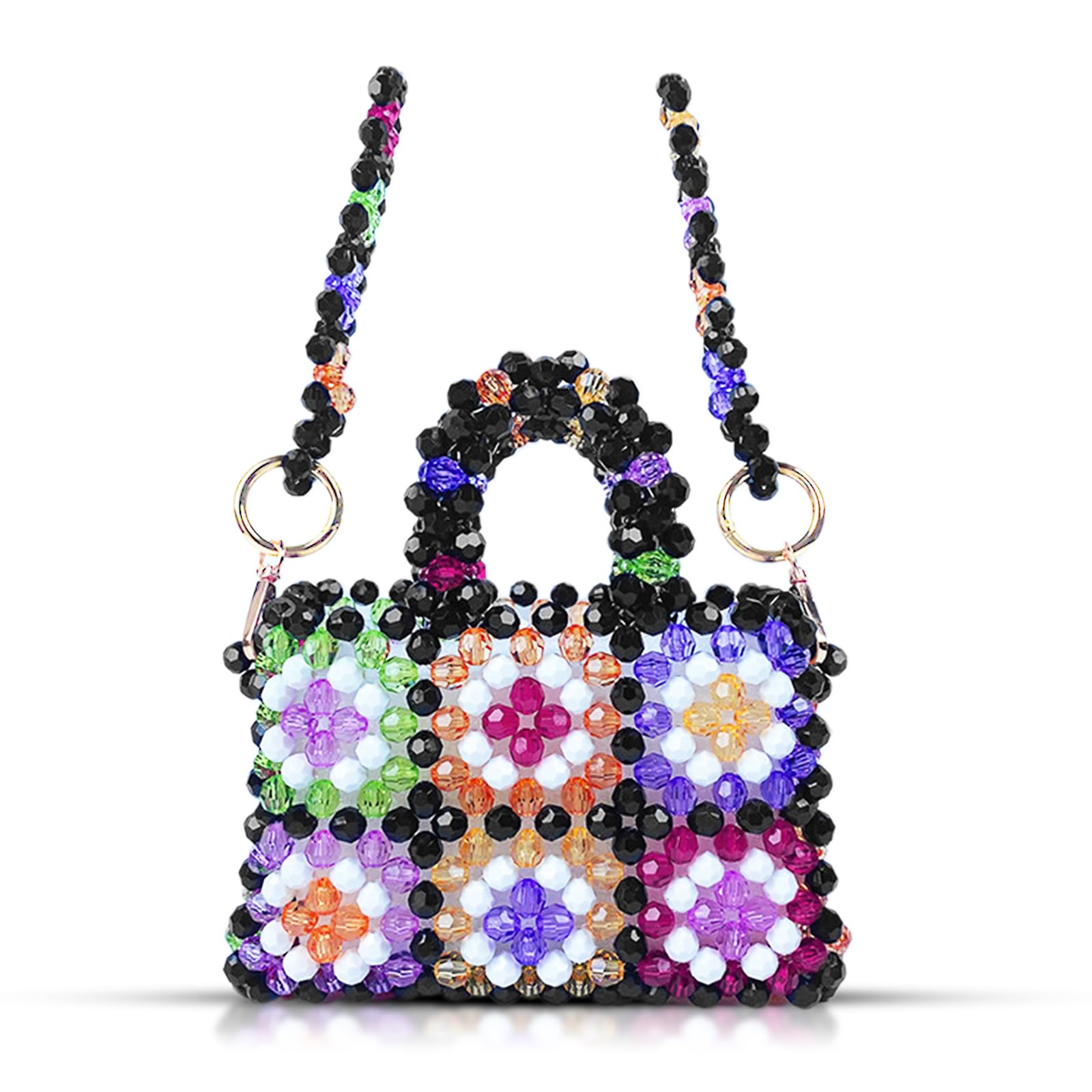 QTKJ Crossbody Bags for Women, Colorful Beaded Clutch Bag?Evening Bags With Removable Chain, Handbags for Women Party Wedding Travel
