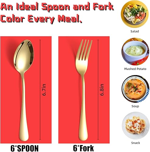 Miniatura 8 de Tenedores de cena dorados 16 tenedores de acero inoxidable juego de tenedores de vajilla pulidos con espejo tenedor de metal de cocina para el hogar