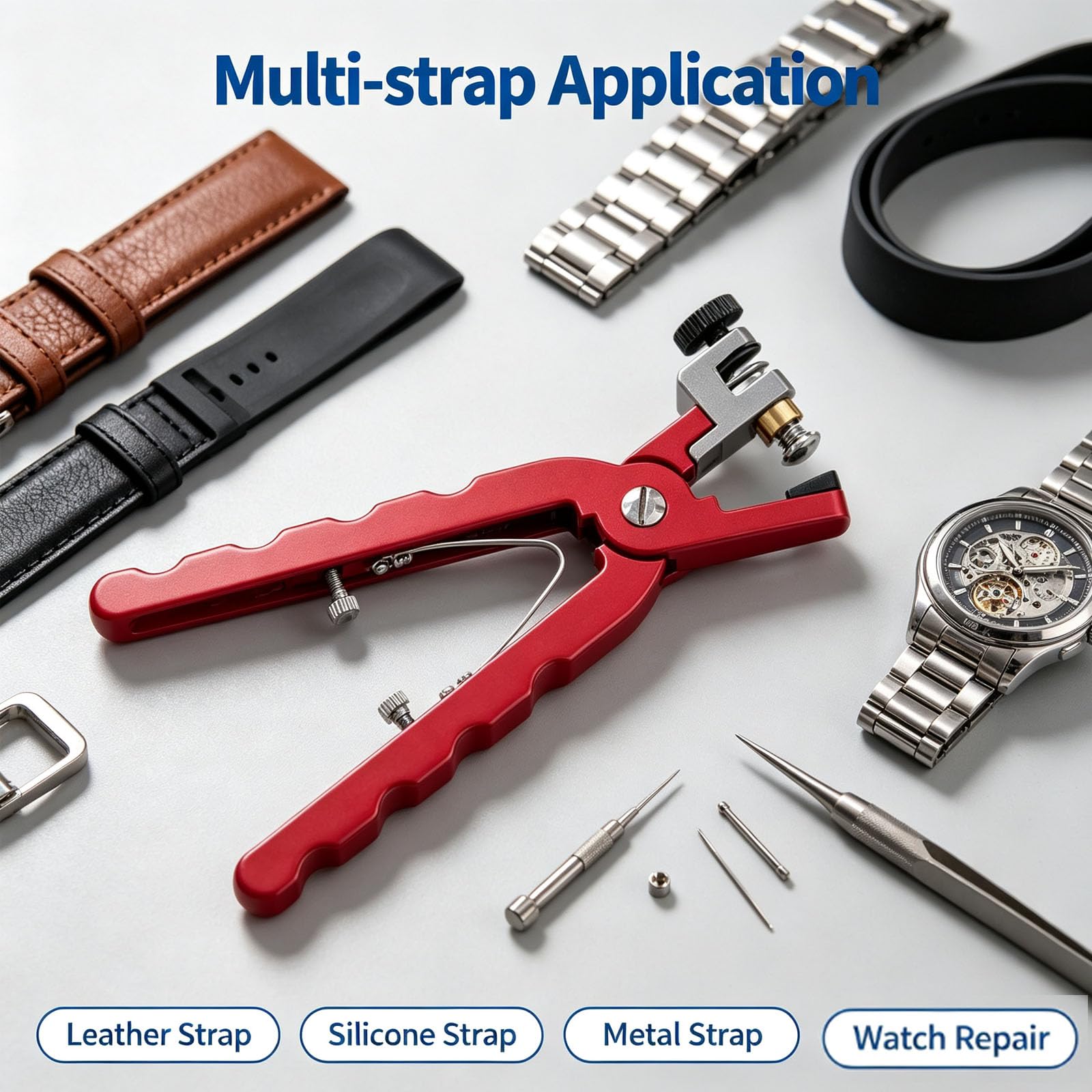 Alicates de corte de correa de reloj, herramienta de corte de correa de reloj ajustable, alicates de extracción de eslabones de reloj de aleación de aluminio para correas de reloj de silicona