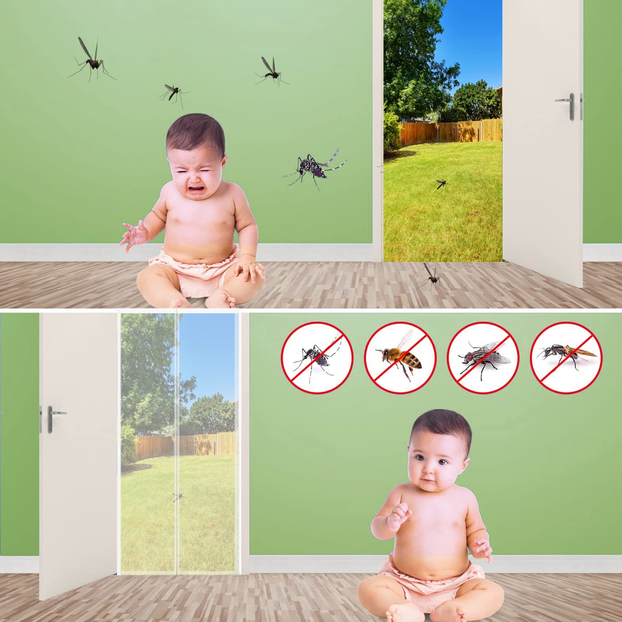 Puerta Con Mosquitera Magnética, Cortina Para Puerta Antimosquitos, No