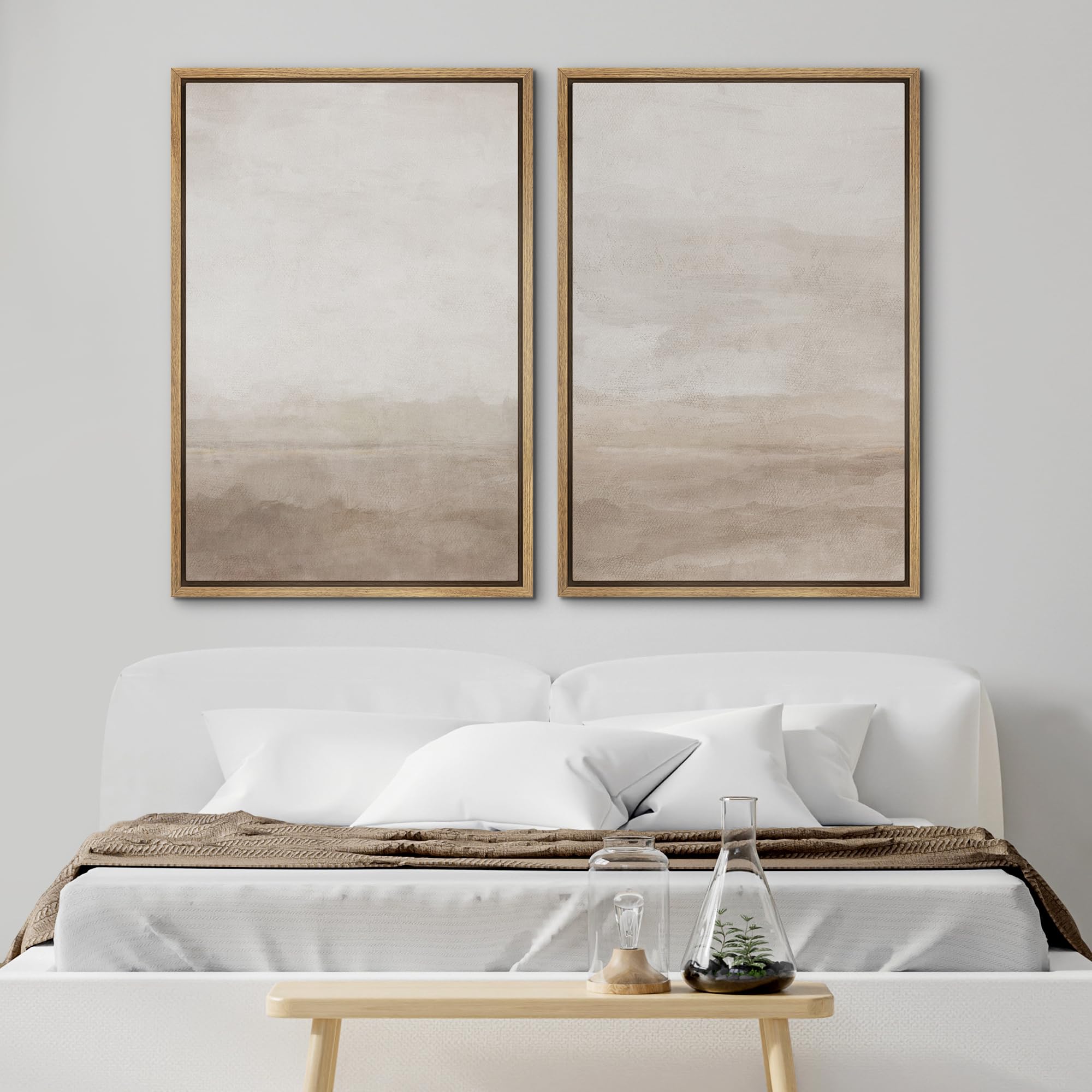 SIGNWIN Framed Canvas Print Wall Art Abstract Wave Pattern Modern Art Minimalist Neutral Decor for Living Room, Bedroom, Office - 16"x24"x2 Natural — view 2
