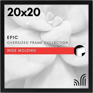 Americanflat 20x20 Picture Frame with Polished Plexiglass - Epic Collection - Square Picture Frame with Engineered Wood - Wide Photo Frames for Wall display - Black