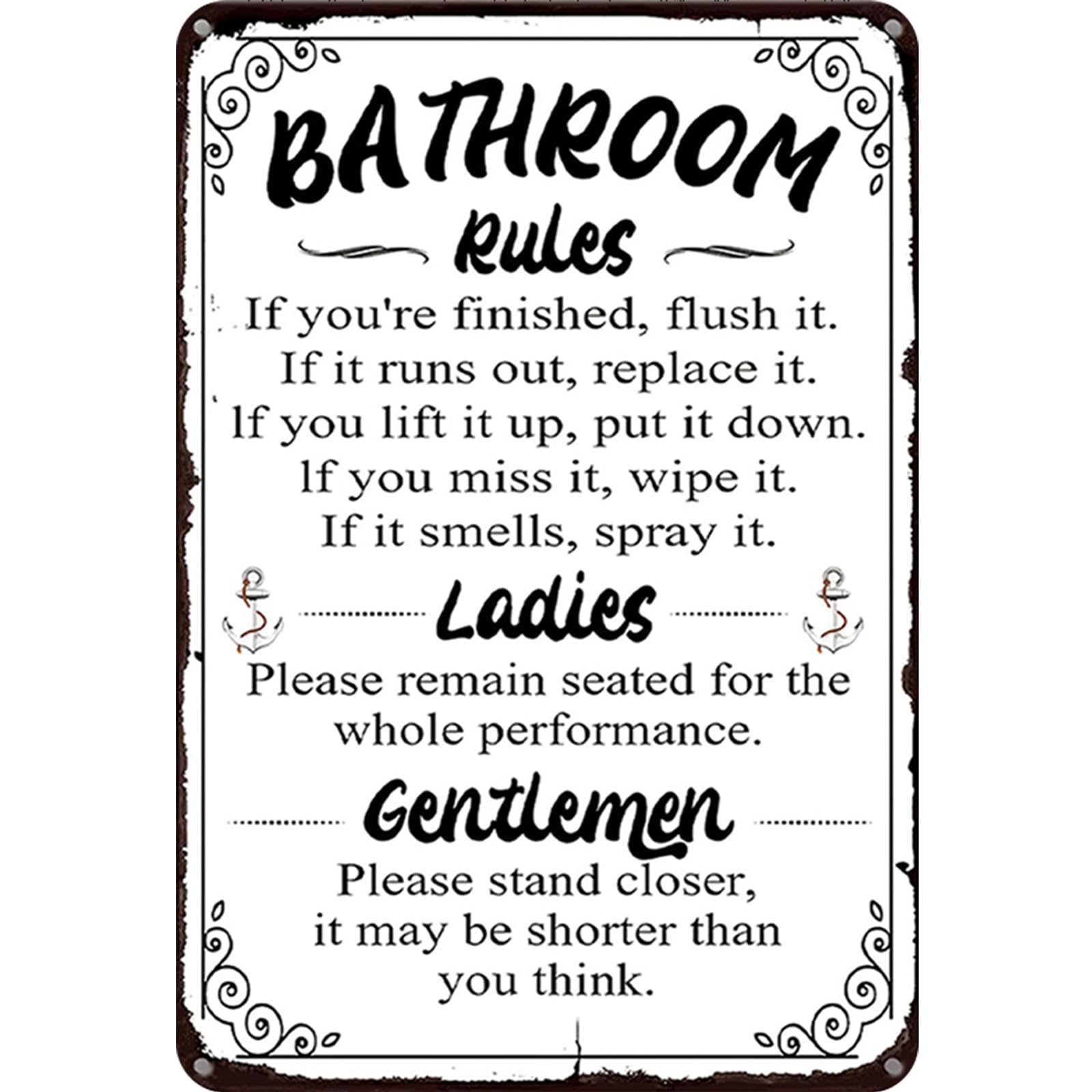 Decorative Iron Wall Plaque for Bathroom, Bar, Pub, Home 30x40cm Retro Style Resistant