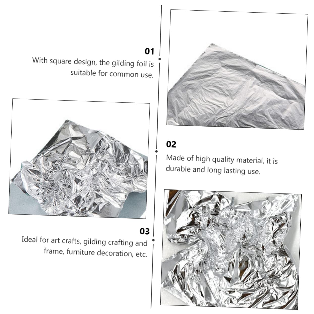 LALAFINA 3sets Gilding Foil Leaves Decorative Silver Imitation Foil Sheets for DIY Frame Furniture 200pcs*3