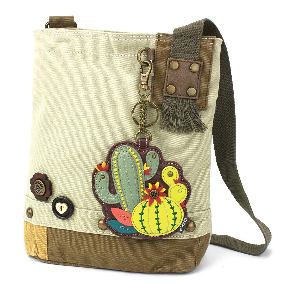 CHALA Patch Cross-Body Women Handbag, Canvas Messenger Bag Olive, Metal Charming Cross - Oliv, Medium — view 108