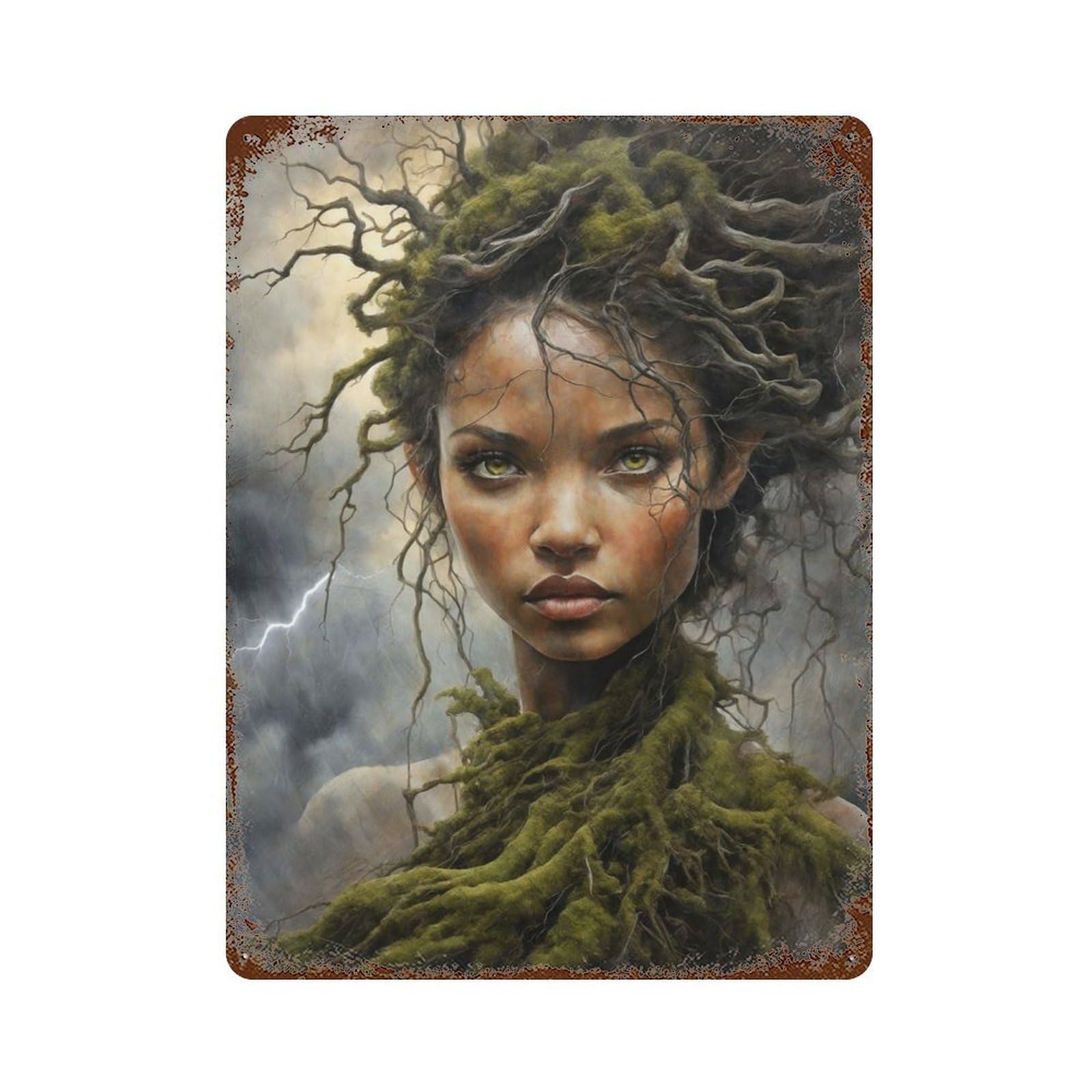 Mossy Nymph Queen 15.7"x11.8" Retro Metal Sign, Industrial Home Decor for Office, Studio And Wall Decor
