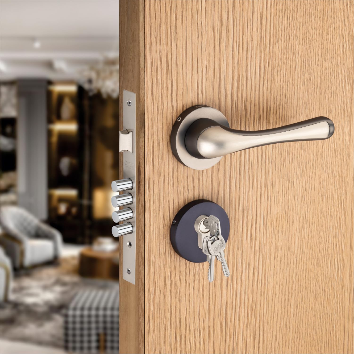 SARDAR Yoru Black Silver Door Lock for Main Door/Mortise Door Lock Set/3 Brass Keys/Bedroom Door Lock/Handle Lock for Home/Office/Hotel (for Main Door (with Keys)) (B0C94P8RZD) Amazon Price History, Amazon Price Tracker