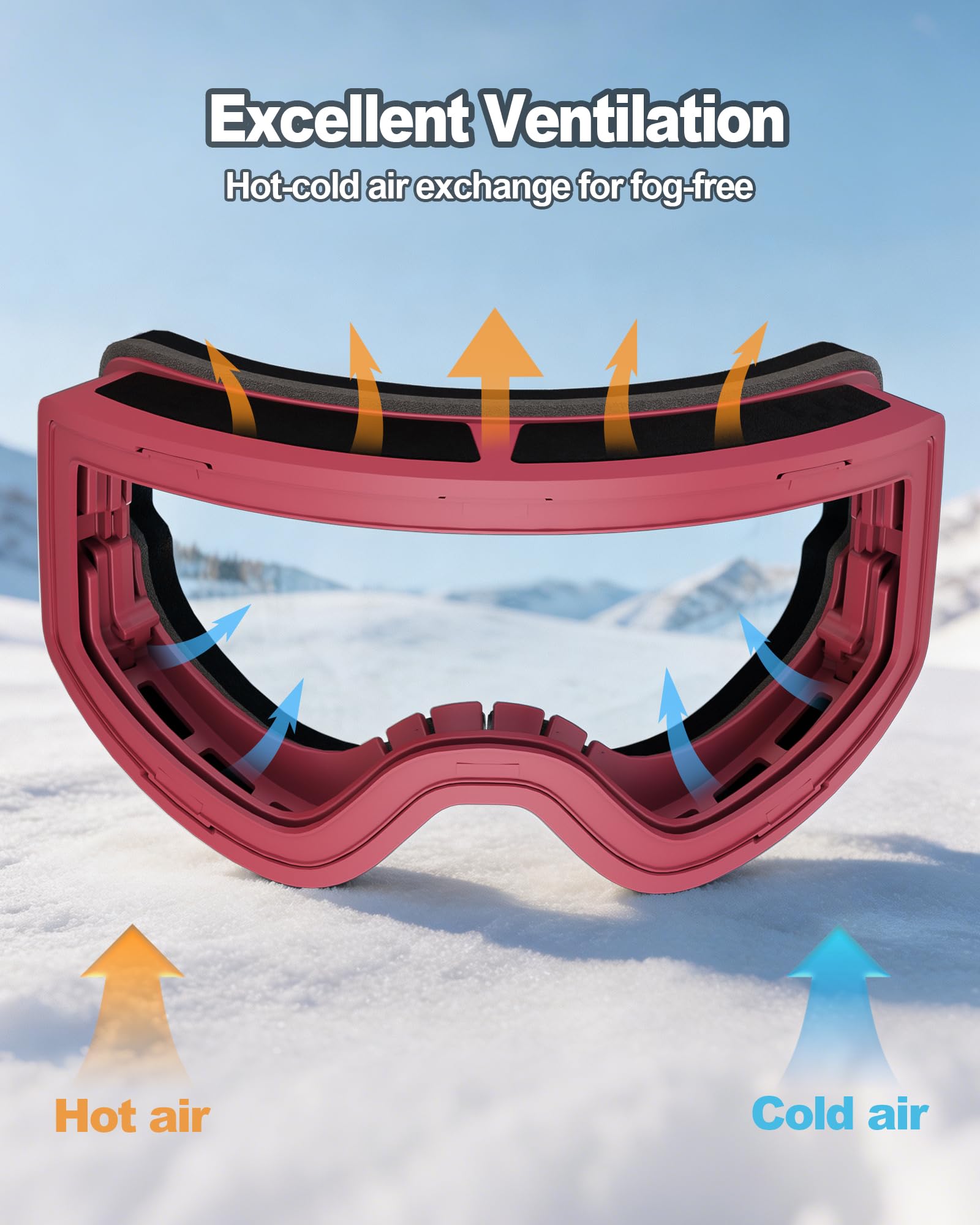 Gogle narciarskie dla dzieci, dwuwarstwowe soczewki, przeciwmgielne i odporne na zarysowania, 100% ochrona przed promieniowaniem UV, gogle snowboardowe dla chłopców i dziewcząt, skutery