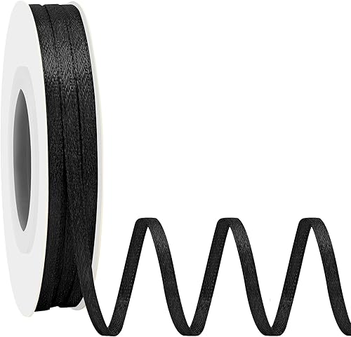 Miniatura 540 de Cinta de satén rosa polvoriento de doble cara de 1/4 pulgadas x 50 yardas, cintas de poliéster polvorientas para envolver regalos, cinta de tela