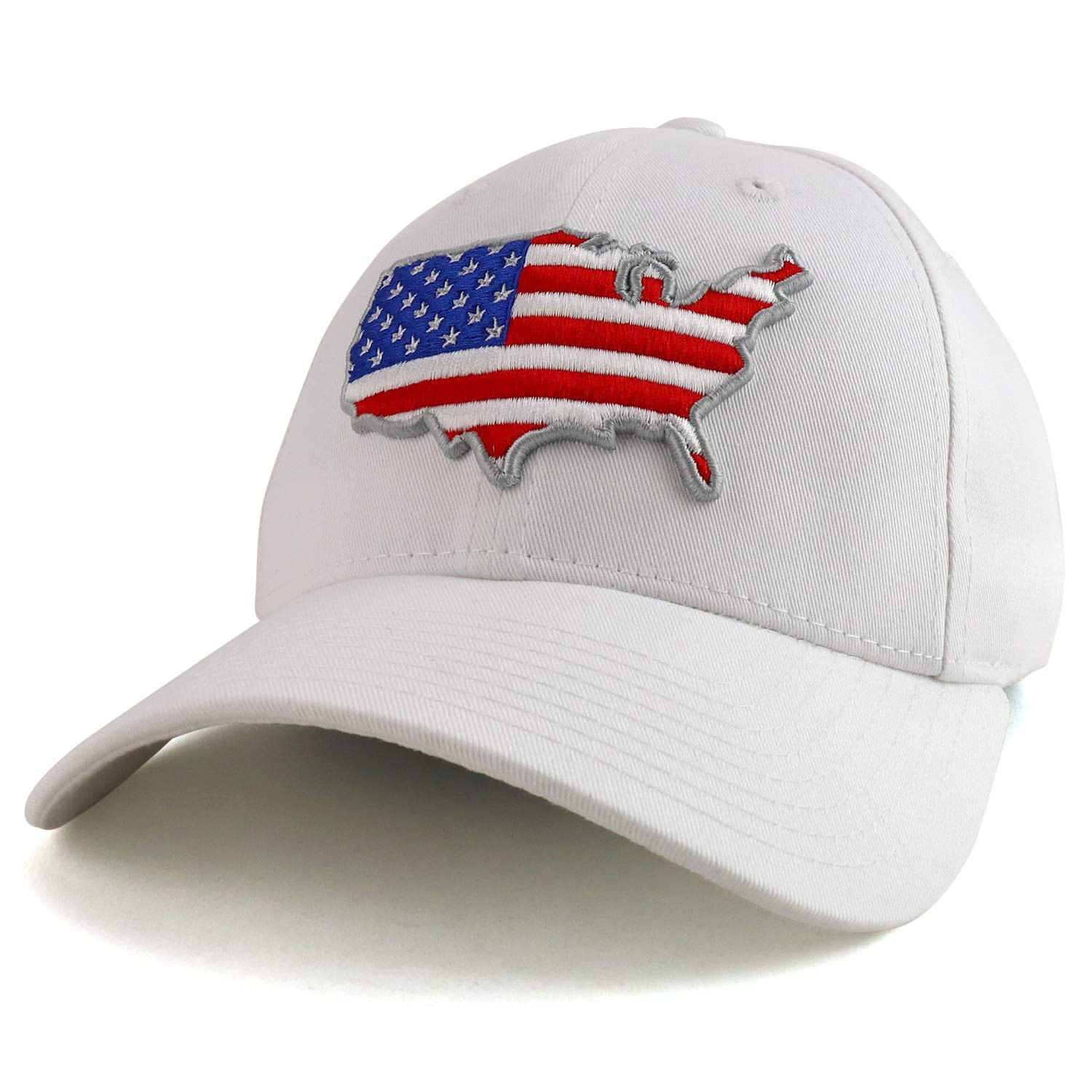 Rapid Dominance Low Profile 6 Panel American Flag Map Embroidered Baseball Cap - White