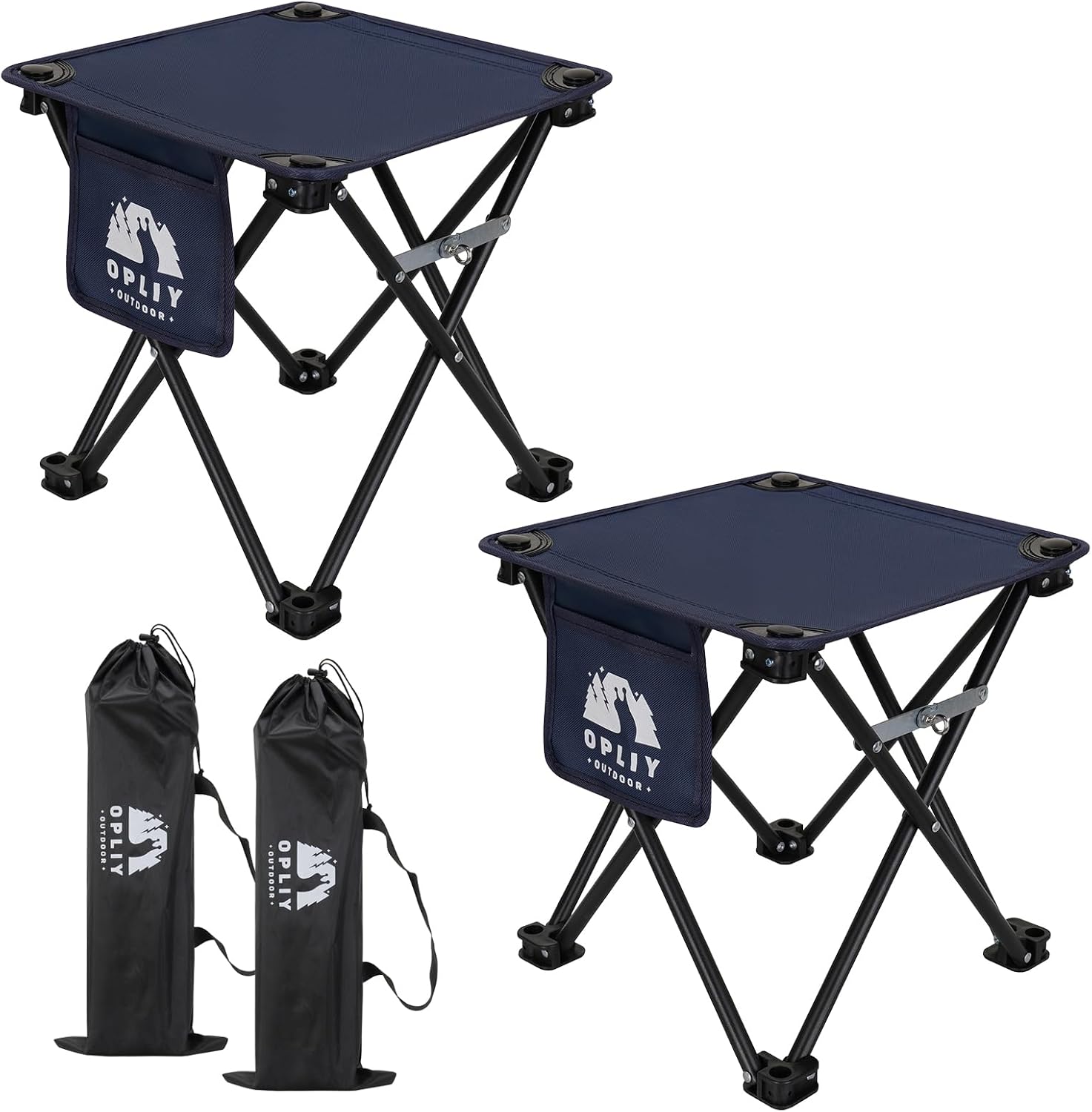 Opliy Camping Stool 2Pack Upgrade Foot Stool for Camping Fishing Hiking Gardening and Beach, Camping Seat with Carry Bag, Blue