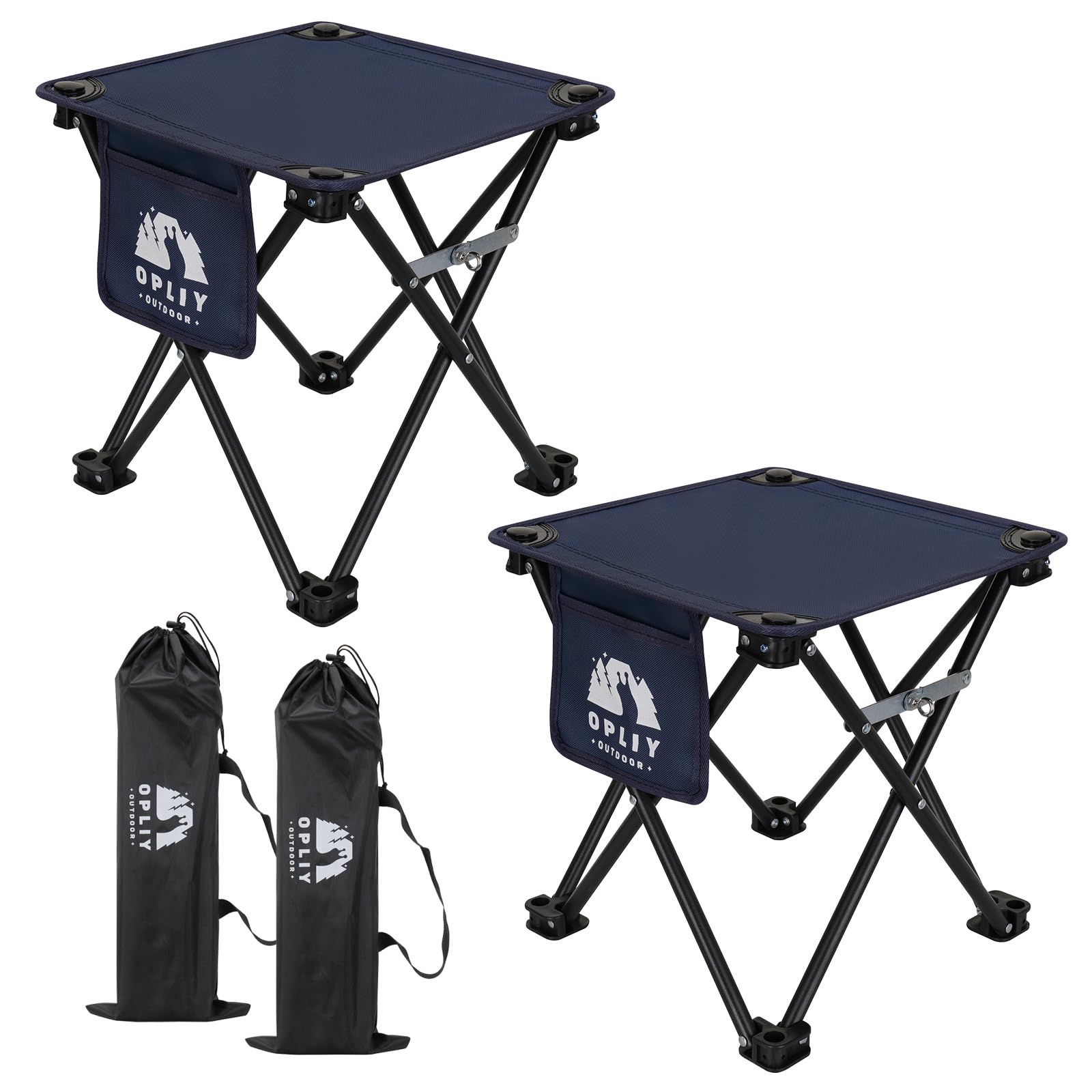 Opliy Taburete de camping para camping, pesca, senderismo, jardinería y playa, asiento de camping con bolsa de transporte, color azul