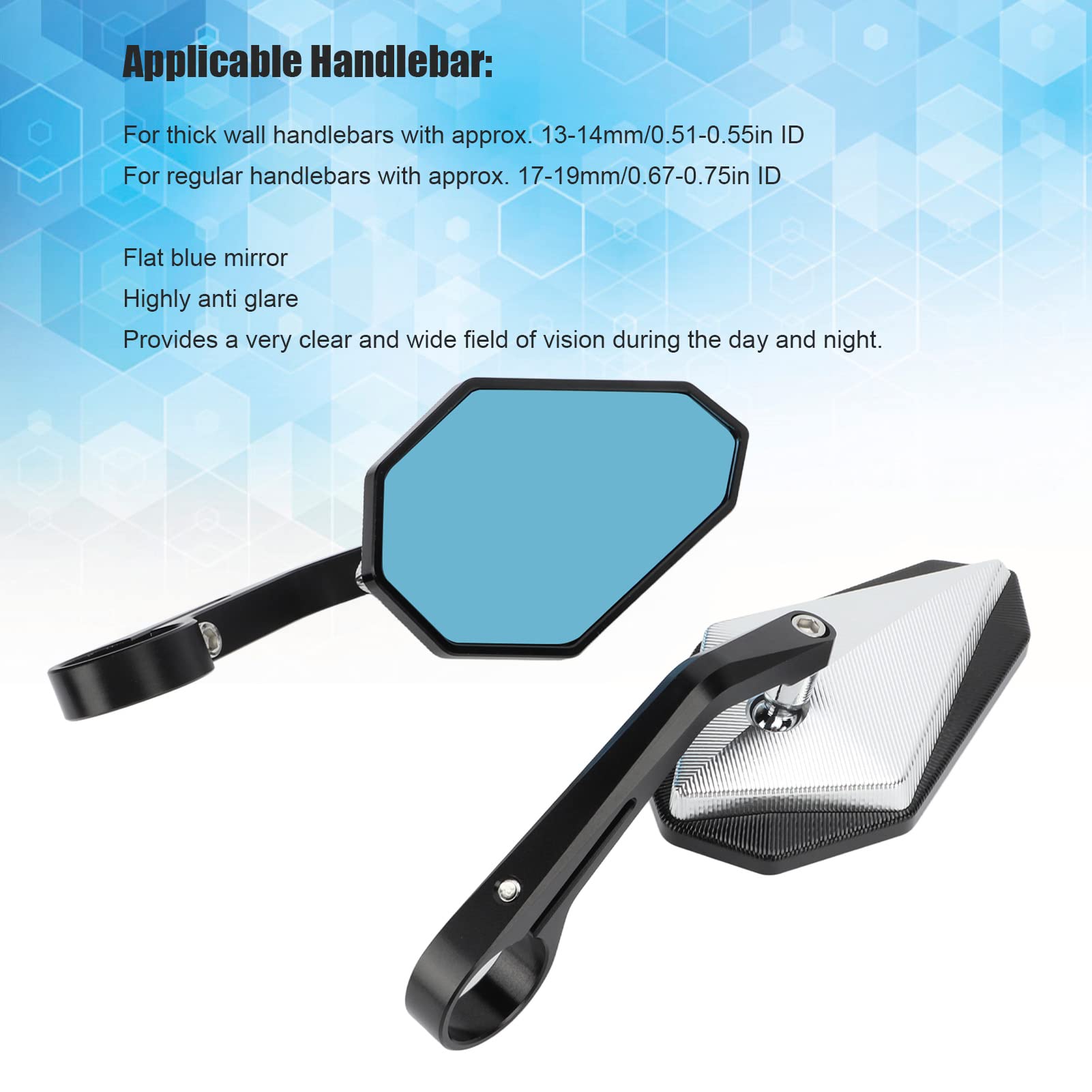 Lusterka Wsteczna, Aluminiowa Para Aluminium CNC Para Motocyklowy Luster (Czarna biała)