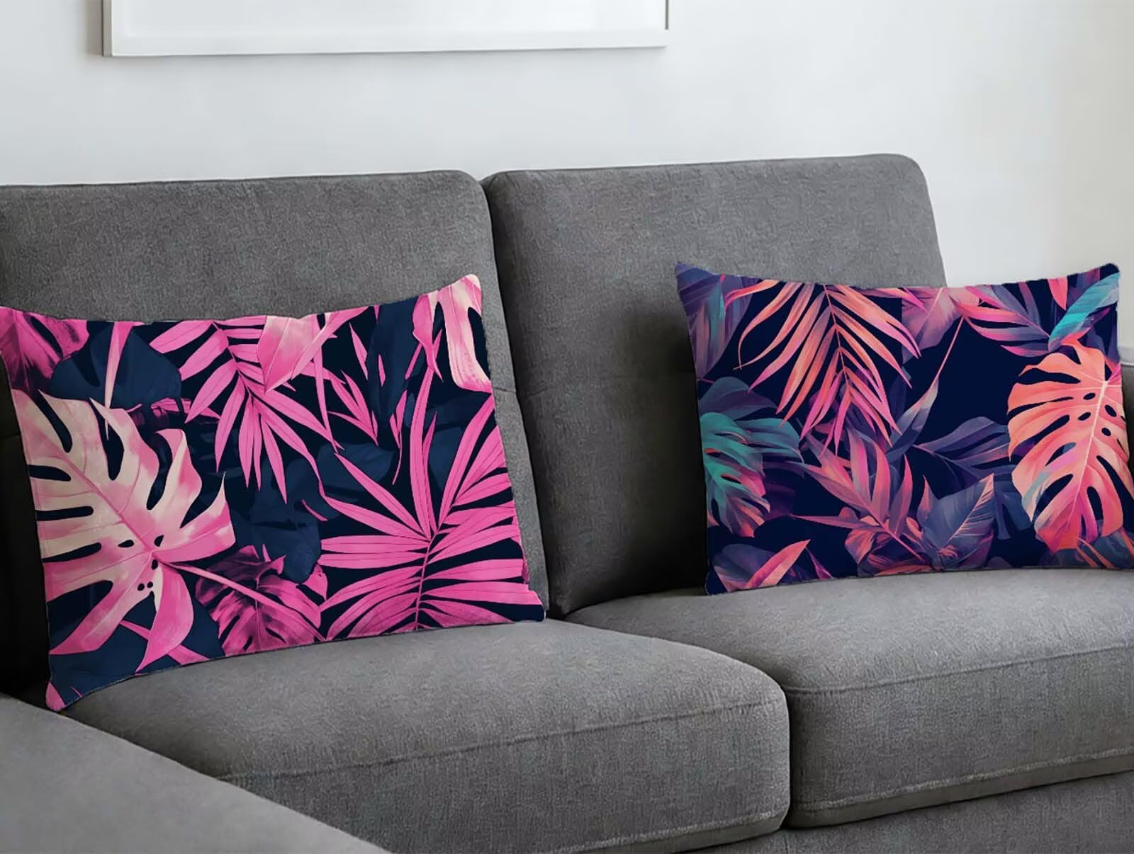 Taie oreiller 80x100 rectangulaire rose pour canapé et décoration salon style tropical