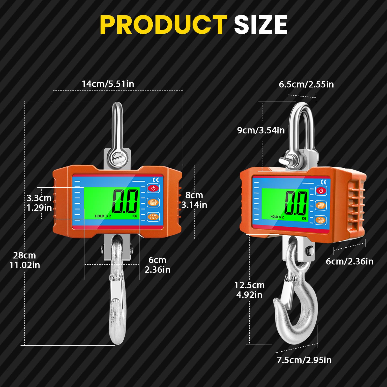 Báscula digital de grúa 1500 kg, 3000 libras, báscula electrónica colgante electrónica, pantalla LCD, báscula colgante electrónica portátil con mando a distancia, báscula de grúa industrial con sensor