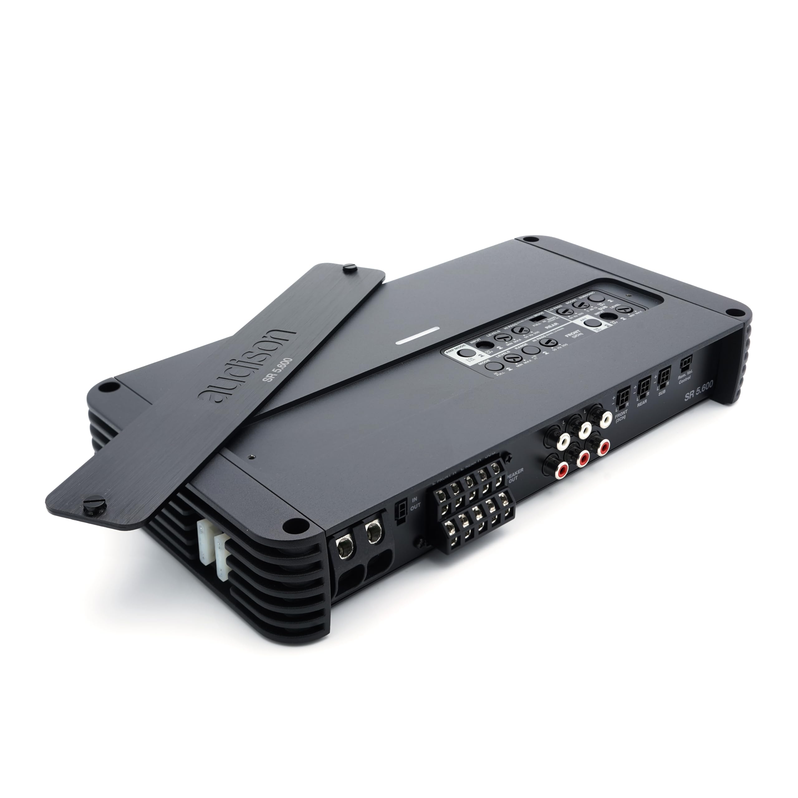 Audison SR 5.600 – Amplificatore 5 Canali Classe D con Tecnologia ADT, Potenza Totale 1010 W RMS, Crossover Integrato e Ingressi OEM/Aftermarket
