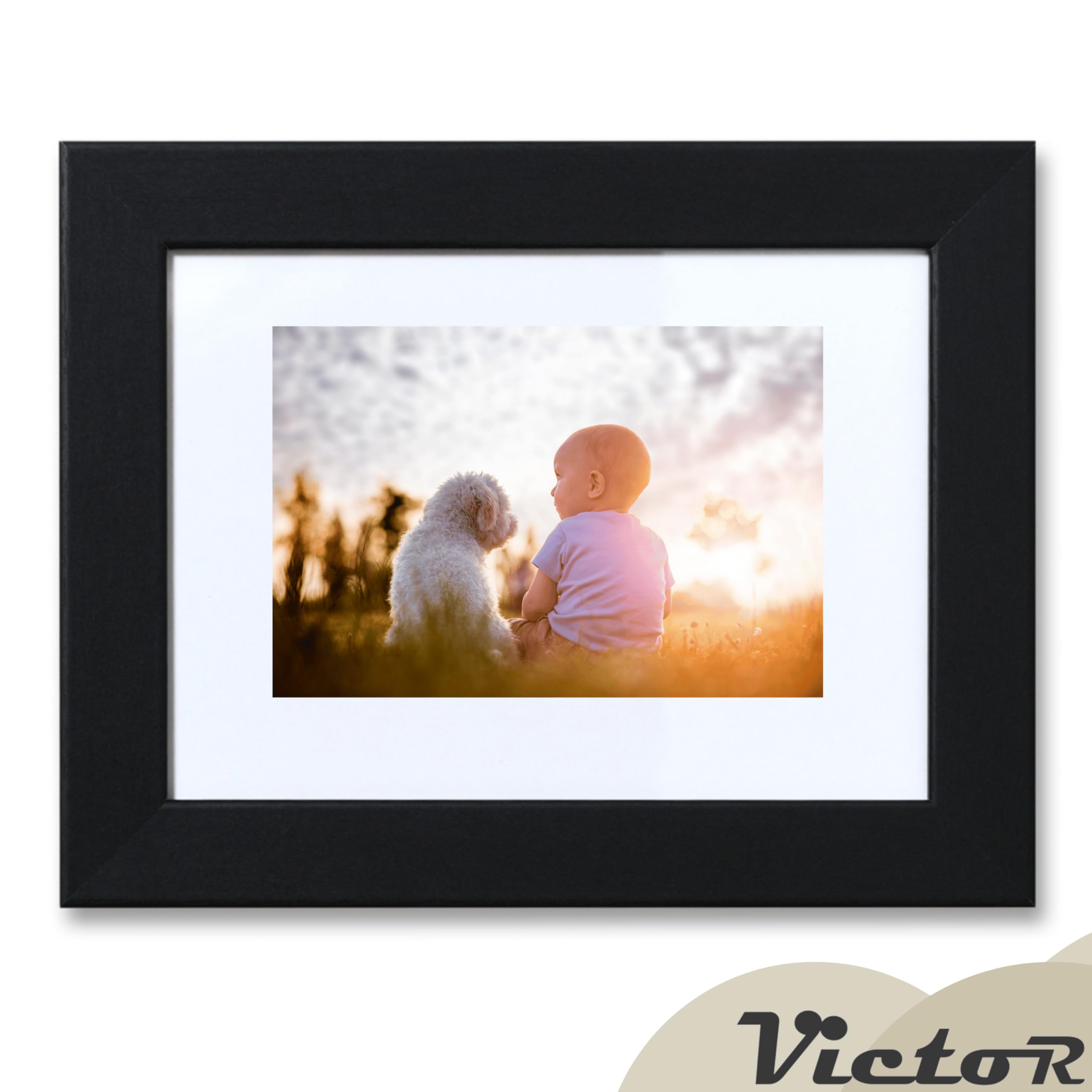 Cadre Photo MDF Noir 70x90 Cm - Verre Synthétique 1mm - 40 Tailles Disponibles - Suspension Métal - Sans Passe-Partout