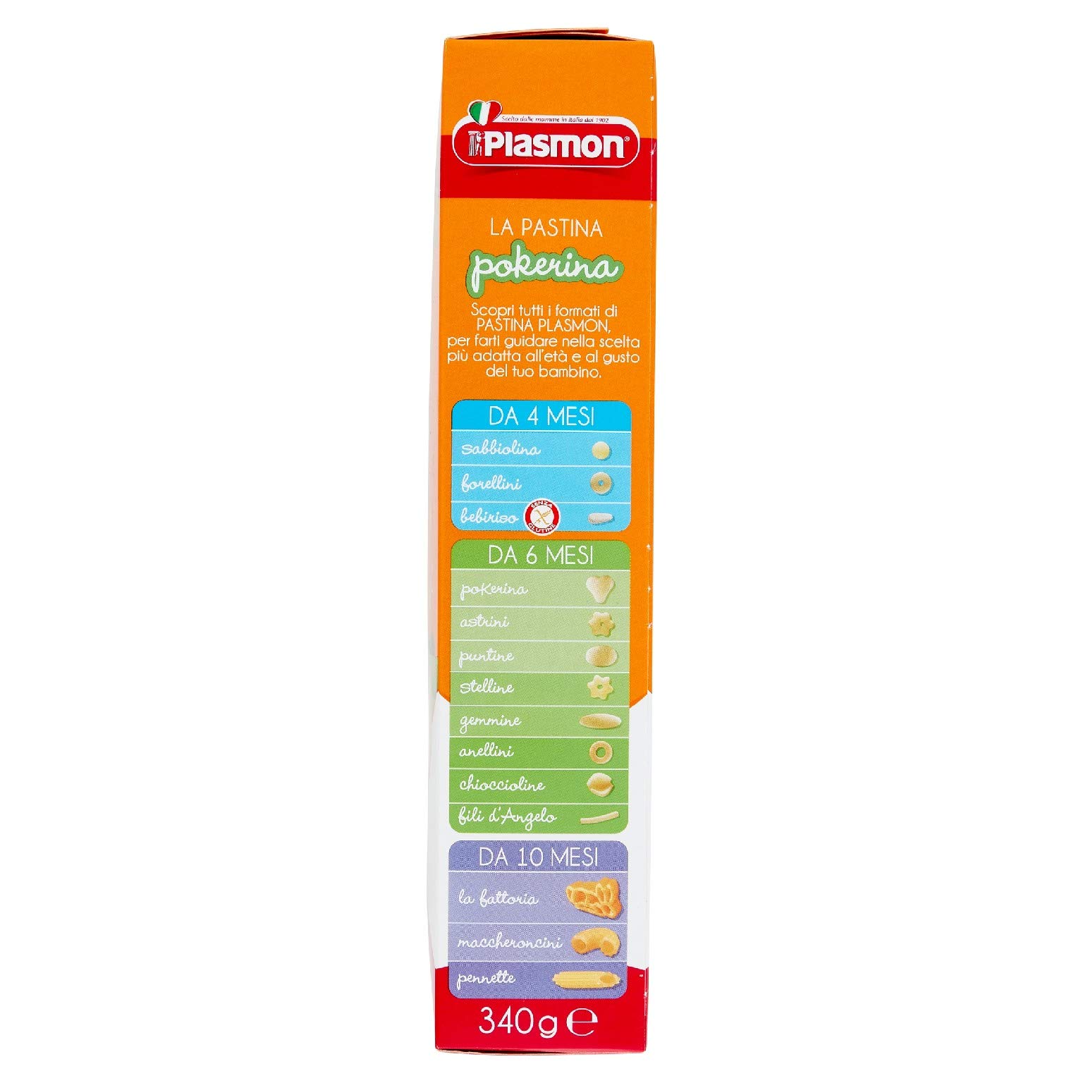 Plasmon La Pastina Pokerina 340g 12 Box Con Farina di grano tenero 100% Italiano, piccola e morbida in bocca