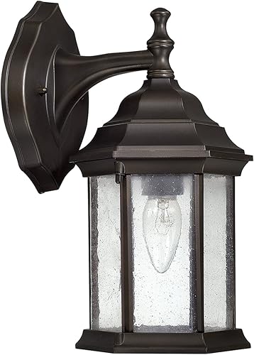 Capital Lighting 9832OB Main Street - Aplique de pared de cristal antiguo para exteriores, 12 pulgadas de alto x 7 pulgadas de ancho, 1 luz de 100