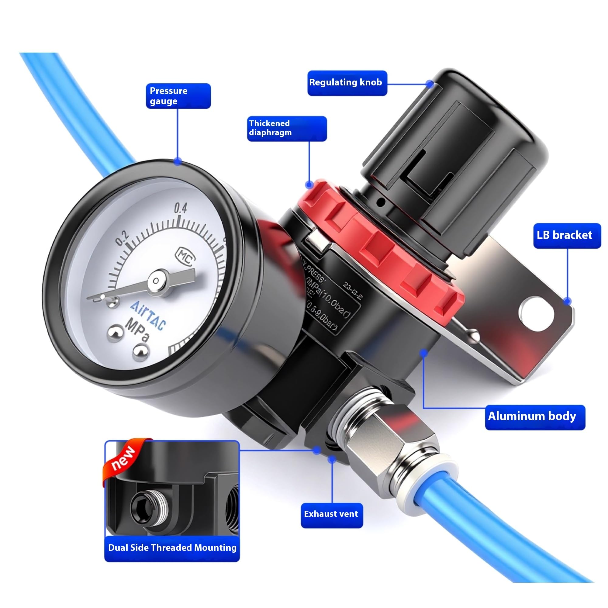 Airtac AR2000-C Regulator - 0-140 PSI -7