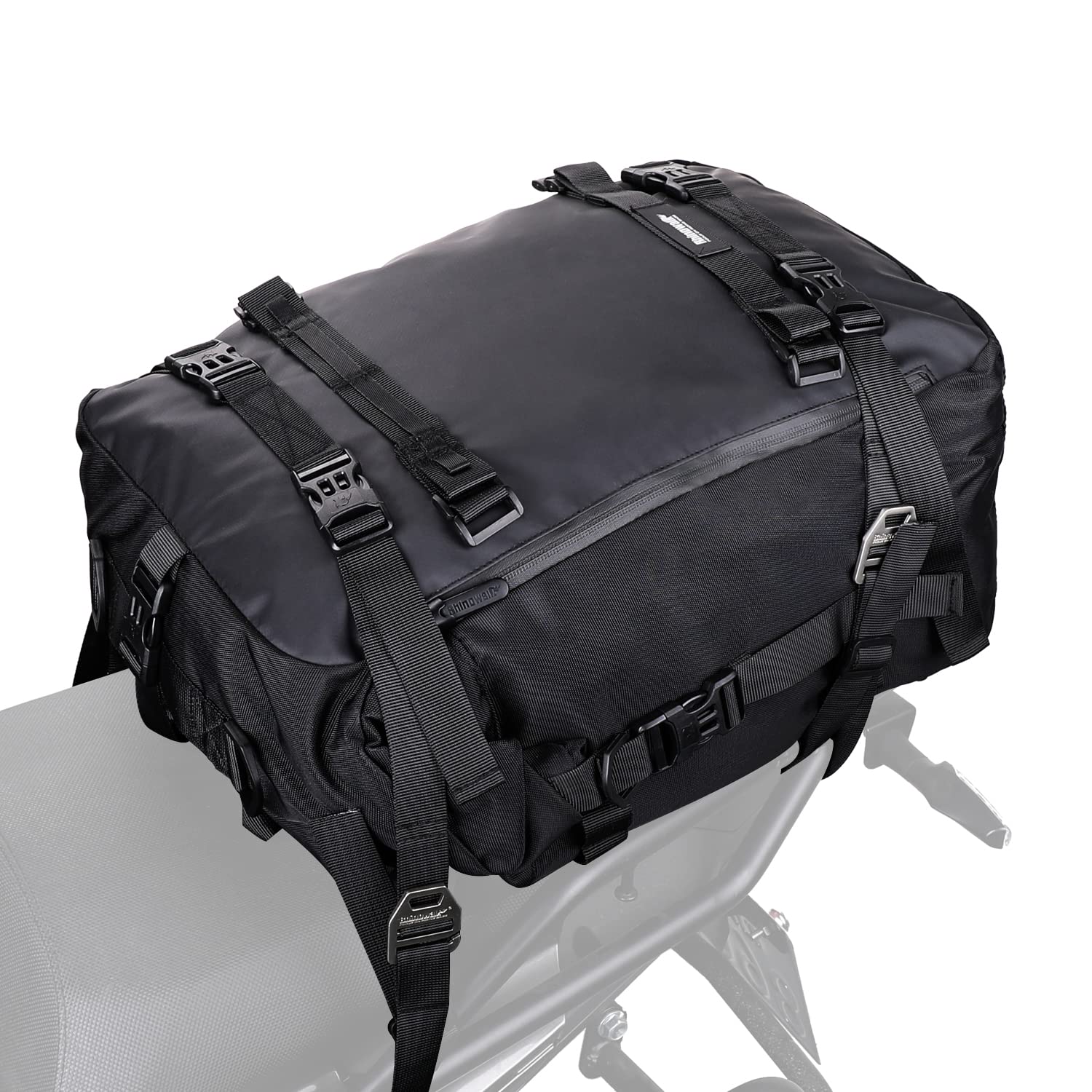 Rhinowalk Borsa da sella per moto, 30 l, nera, impermeabile, combinabile, zaino
