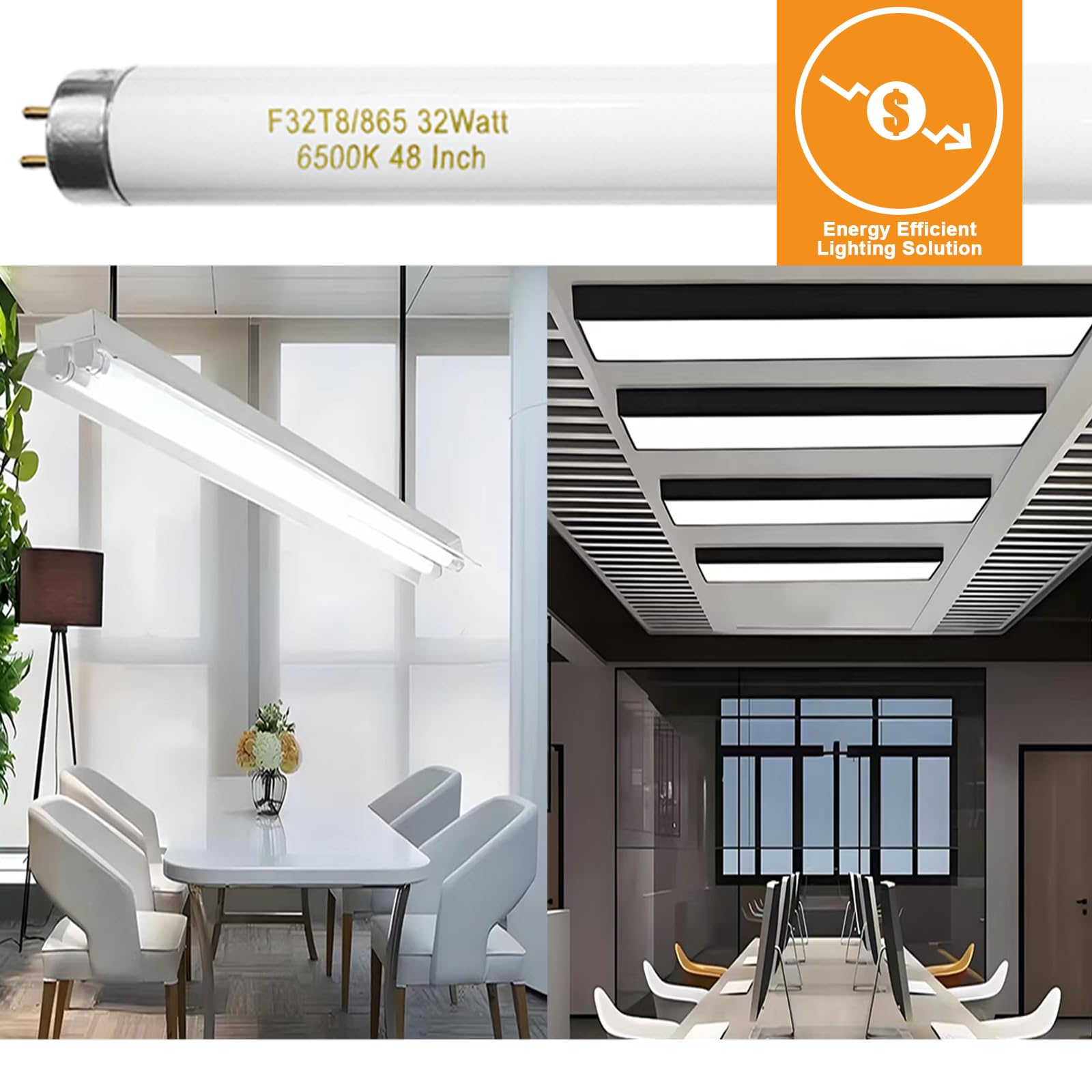 25 Pack T8 Fluorescent Bulbs 4 Foot F32T8 865 Fluorescent Light Bulb 48 Inch 32 Watt 6500K Daylight — view 9
