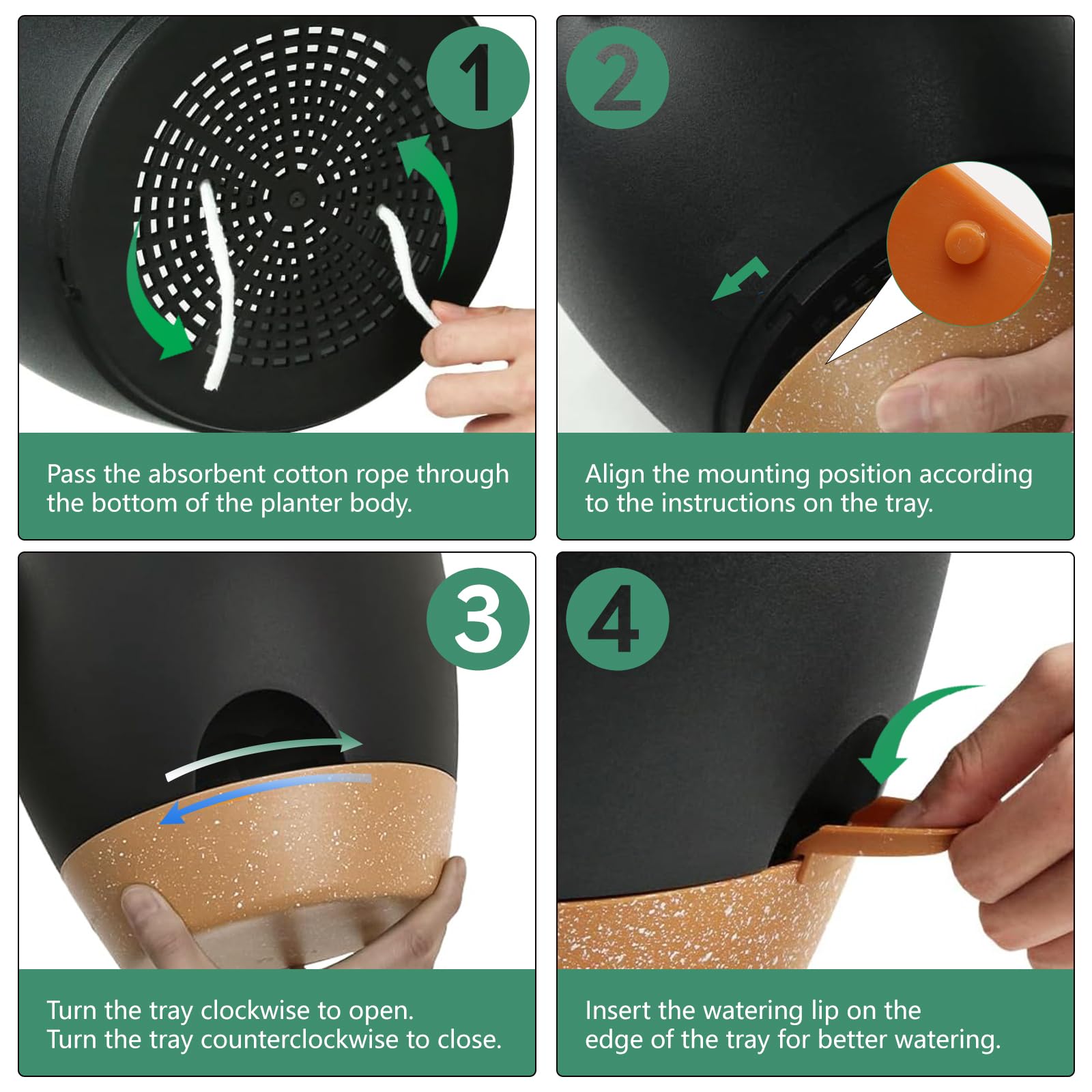 SE SUN-E Self Watering Plant Pot with Drainage Hole - Image 4