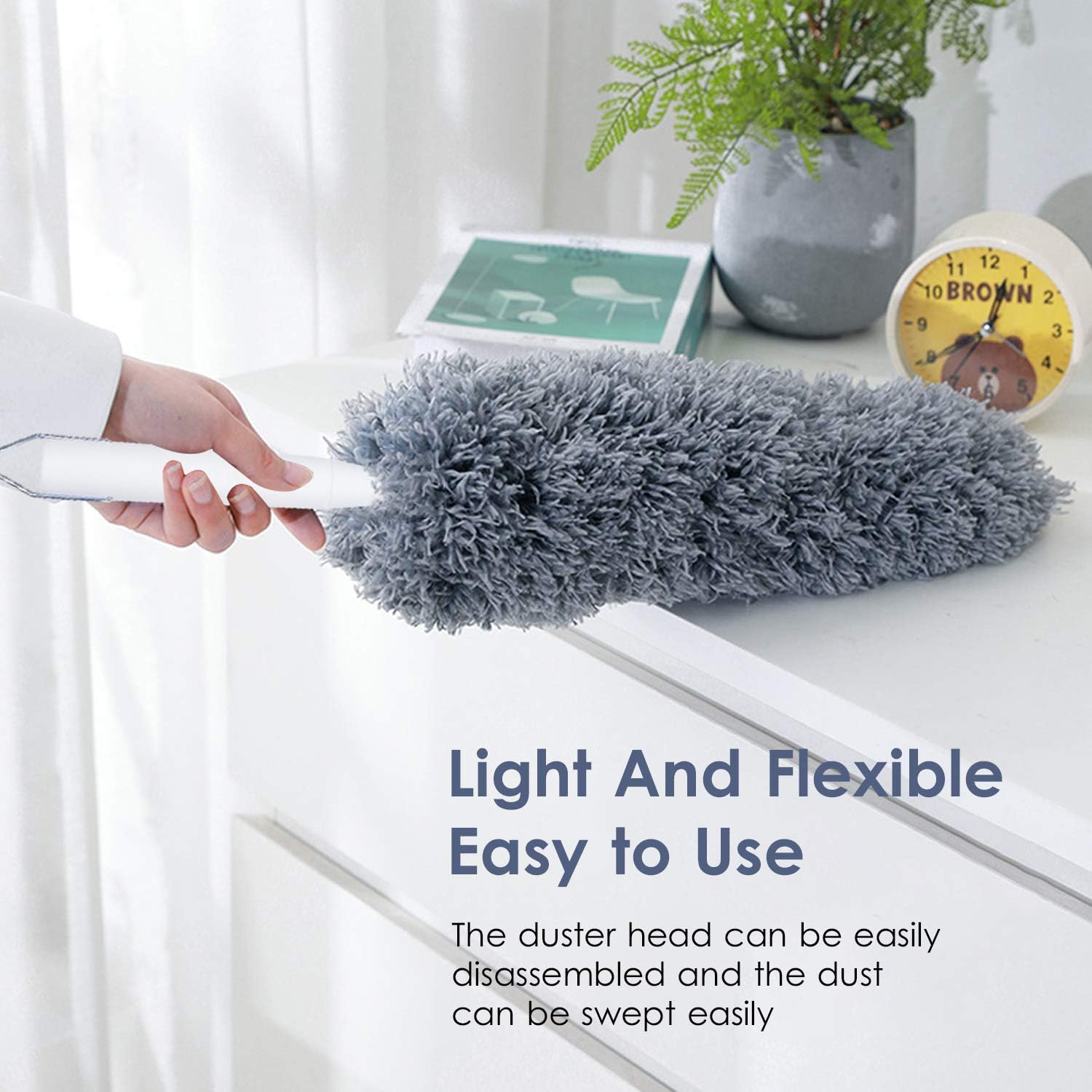 Microfiber Duster for Cleaning 2020 Updated Version Bendable Washable Feather Dusters for Keyboard,Blinds,Cobwebs,Furniture 22 inches