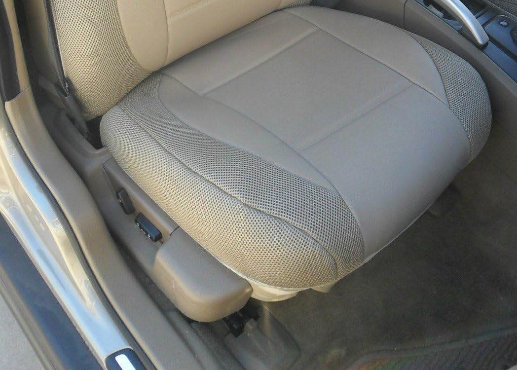 Mix Leatherette (Insert) & Synthetic (Sides) Two Front Custom Car Seat Covers (BMW E46 Convertible, All TAN (Beige))