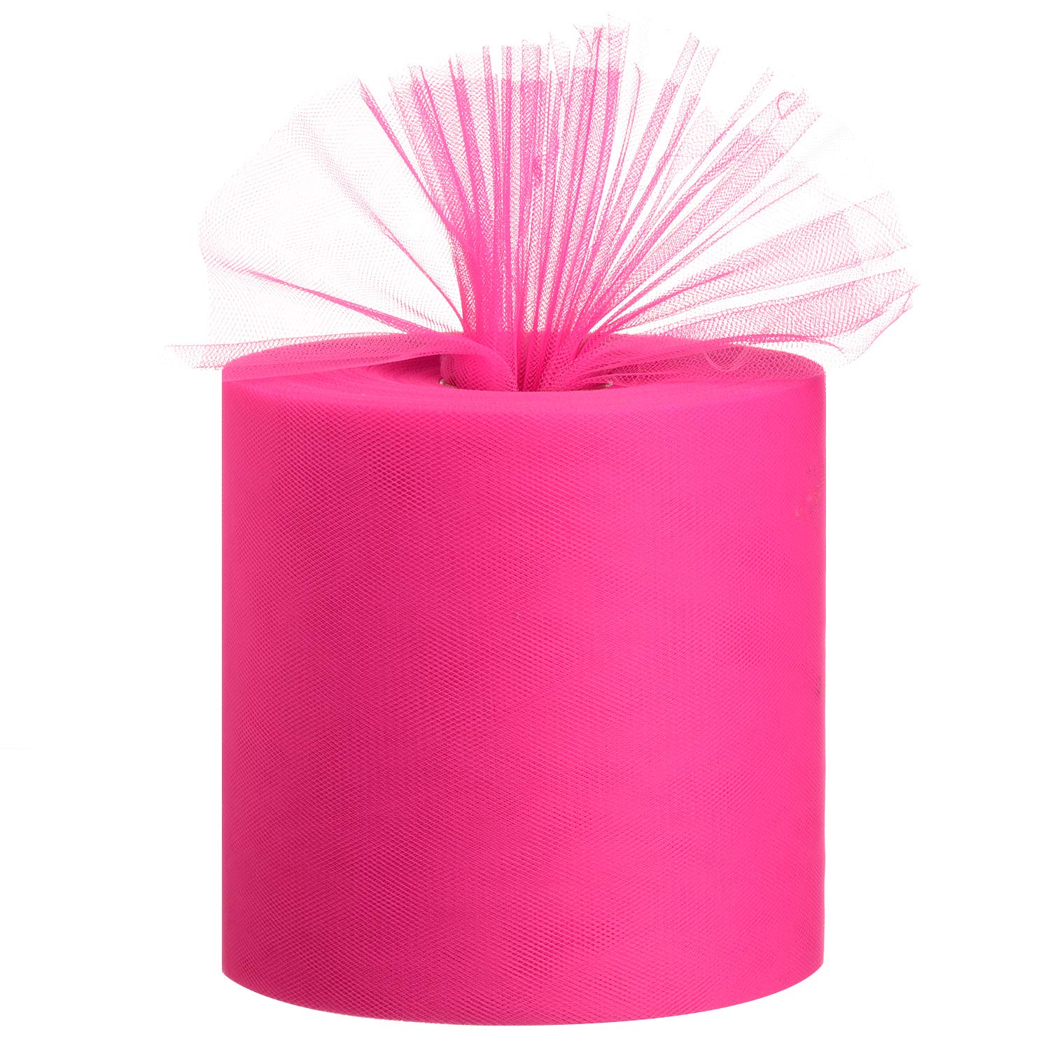 Tulle Fabric Roll, 6” by 200 Yards (600FT) Tulle Organza Fabric Spool for DIY Tutu Skirt Baby Shower Decor Wedding Backdrop Crafts Birthday Party Supplies (Dark Pink)
