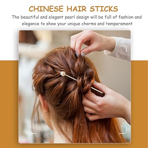 Miniatura 5 de 4 piezas de perlas, palillos chinos para el cabello, palillos para el cabello, suministros Hanfu para niñas, accesorios para el cabello, chal,