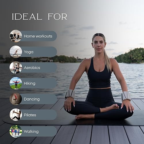 Vista 7 de Pesas de tobillo y muñeca para hombres y mujeres (juego de 2) Ajustable 1-2 libras cada una pulseras de peso para piernas y brazos para caminar