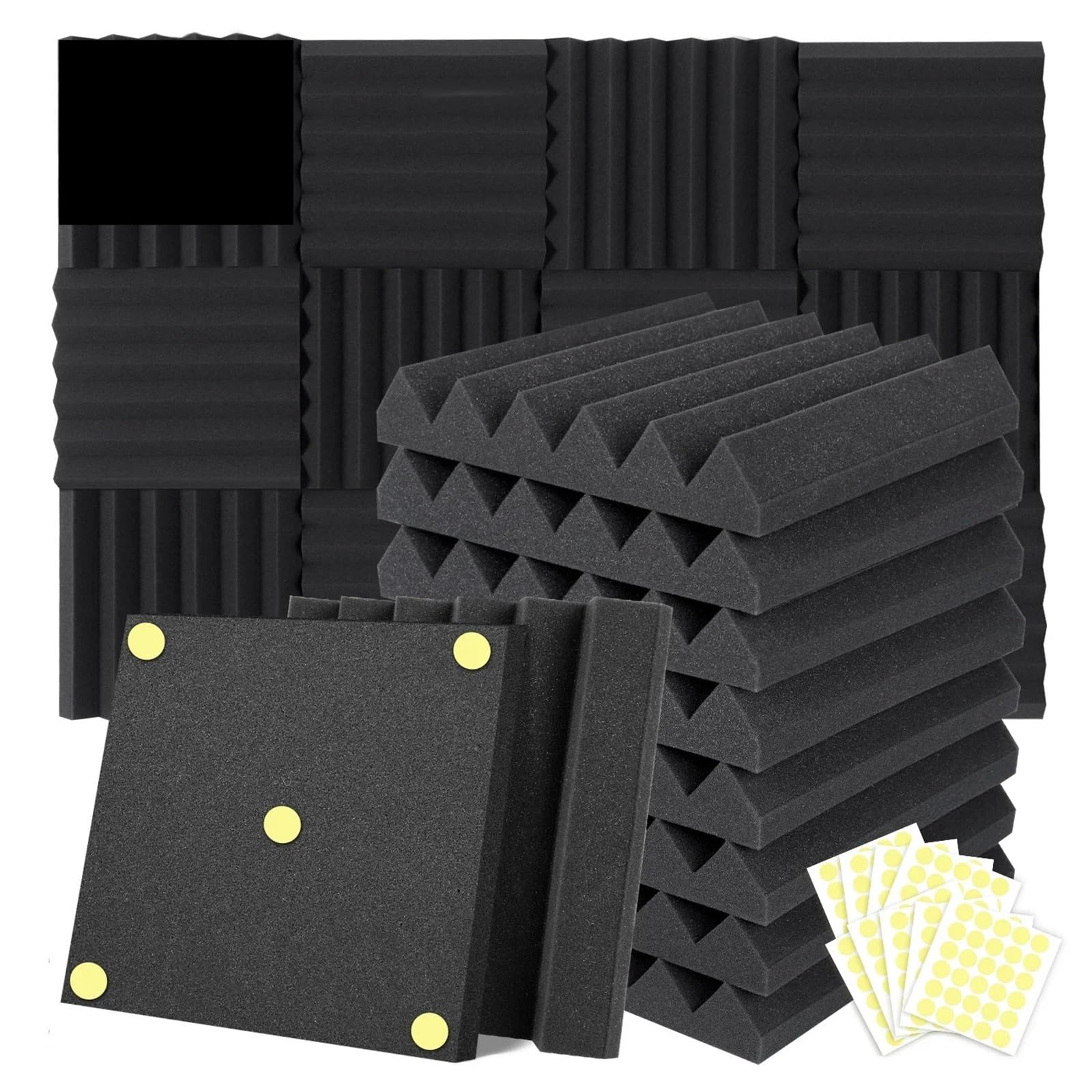 Mousse acoustique 50 Pack éponge d'insonorisation panneaux muraux ignifuges Studio maison insonorisant Pour Voiture, Studio, Maison