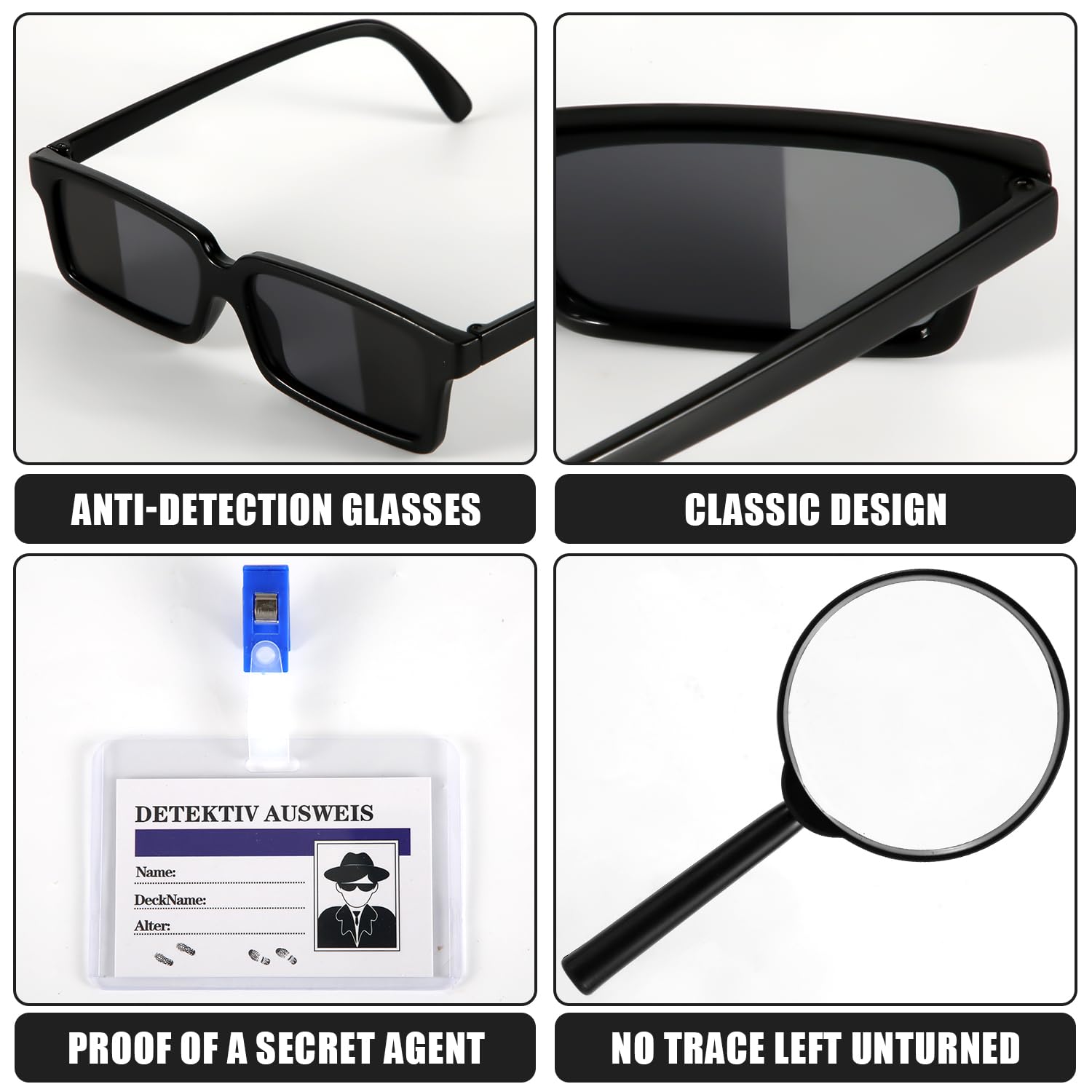 Detective Party Favors, 15pcs Detective Set Eyeglasses Magnifying Glasses Name Tag Secret Agent Kid Detective Game Toy Kit Escape Room Party Favors - Image 4