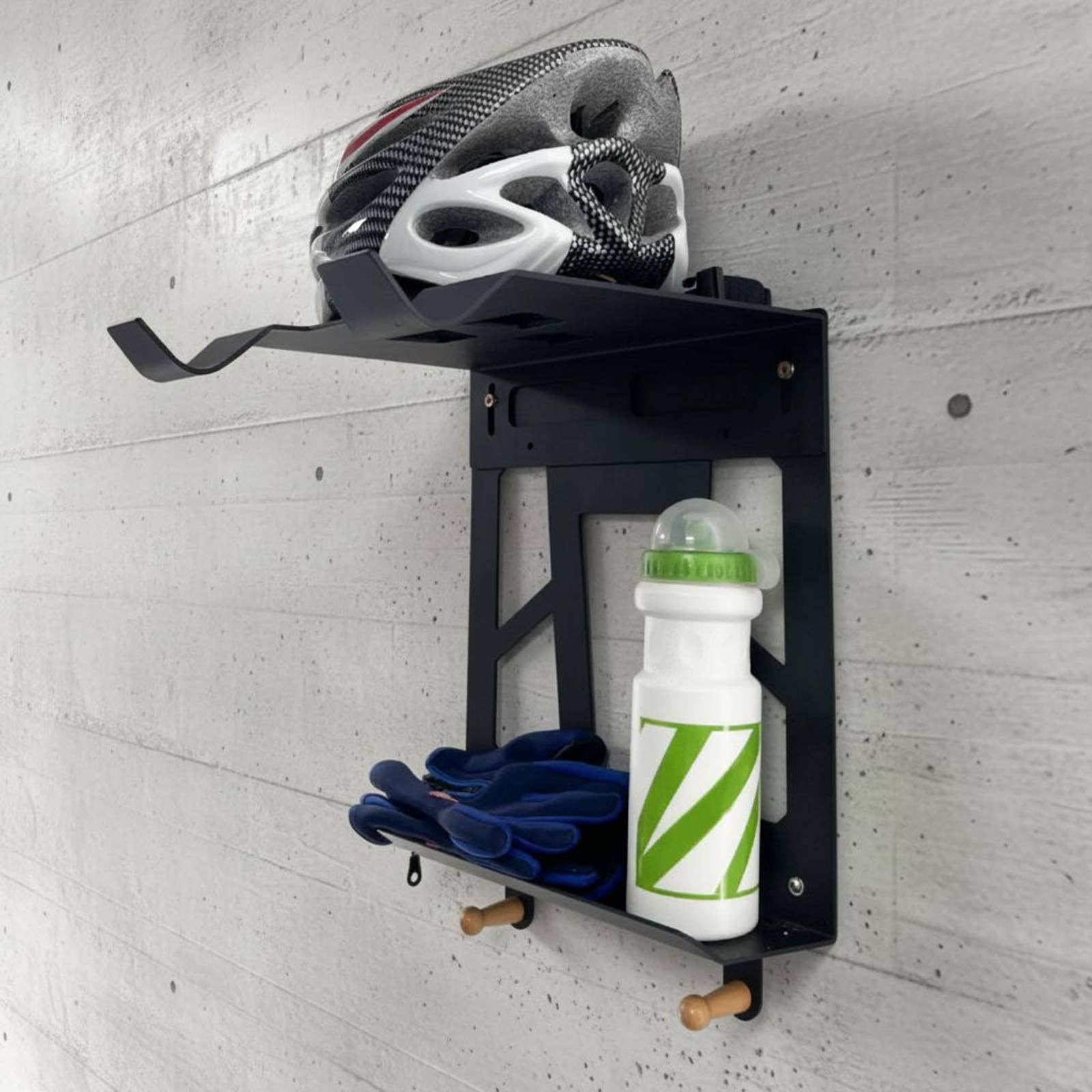 TISHITA Fahrrad Wandhalterung Fahrradhalter Fahrradaufhängung Fahrradablage Fahrradträger aus Kohlenstoffstahl Traglast Bis 20kg mit Ablage Und Haken für