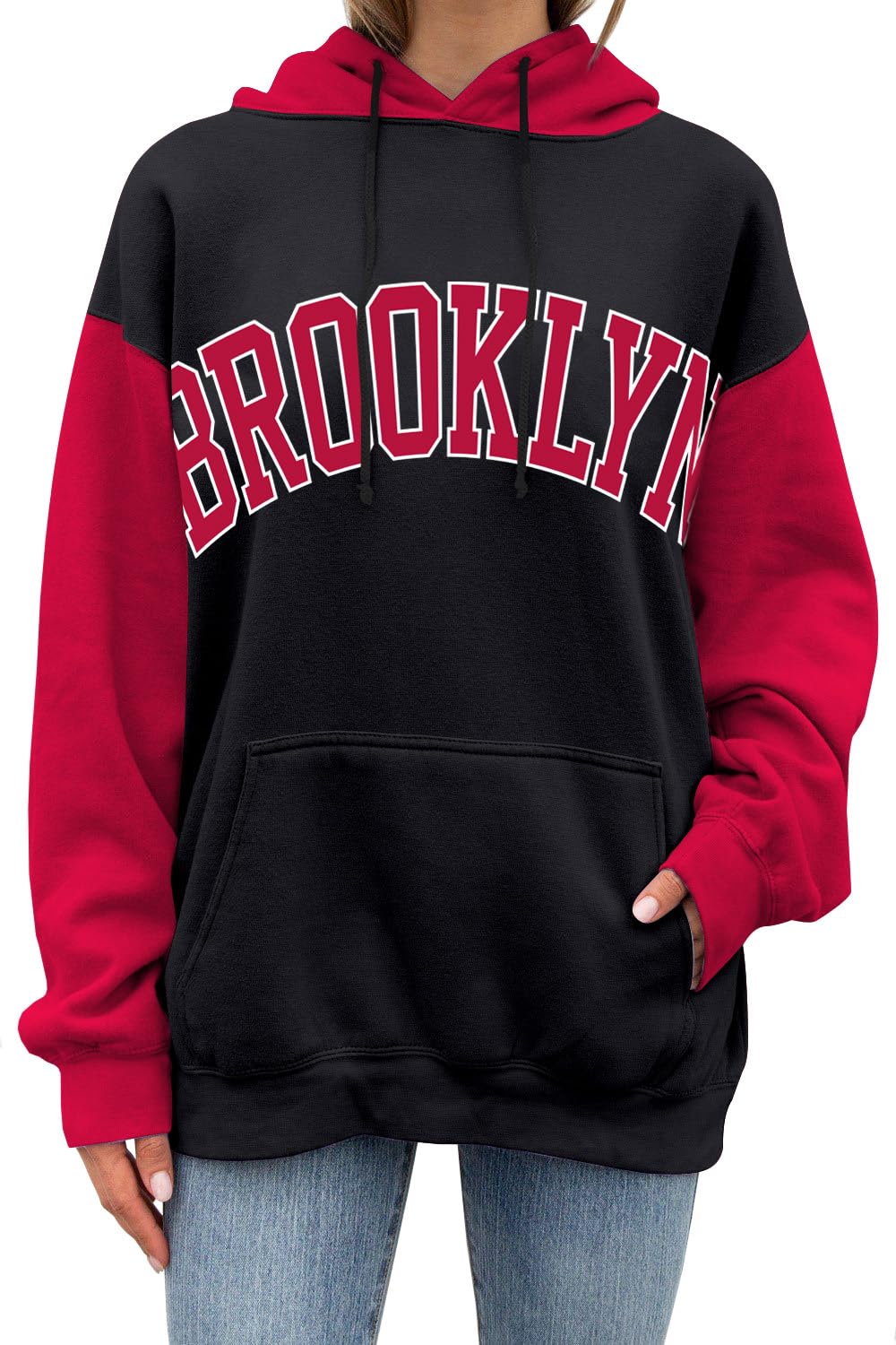 Womens Pullover Hoodies Oversized Good Vibes Graphic Color Block Sweatshirts With Pockets