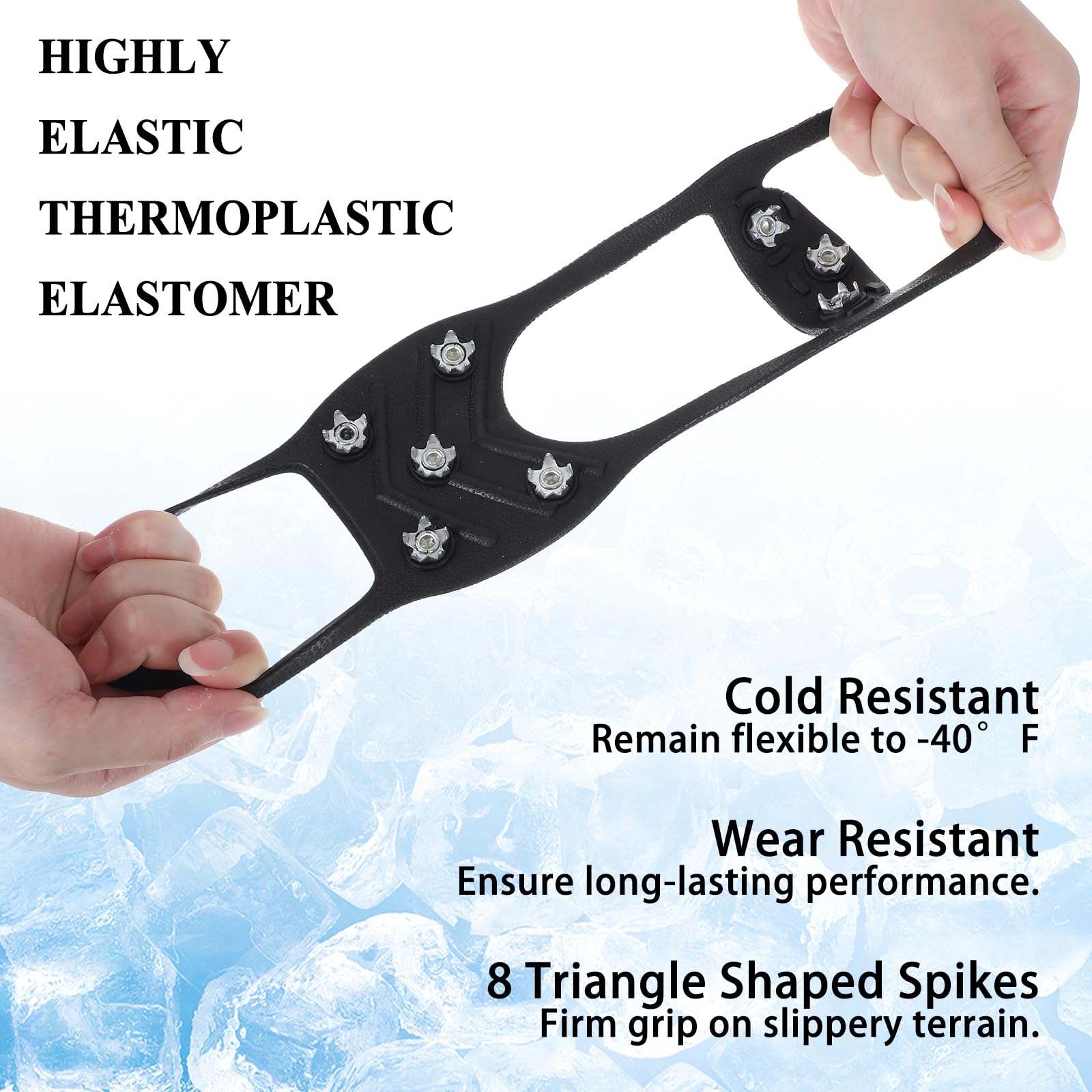 Abeillo, punta per scarpe antiscivolo, punta per scarpe, manico in silicone ghiaccio neve, punte in acciaio inox, artigli per scarpe, ramponi, scarpe per scarpe invernali, outdoor, per uomo e donna