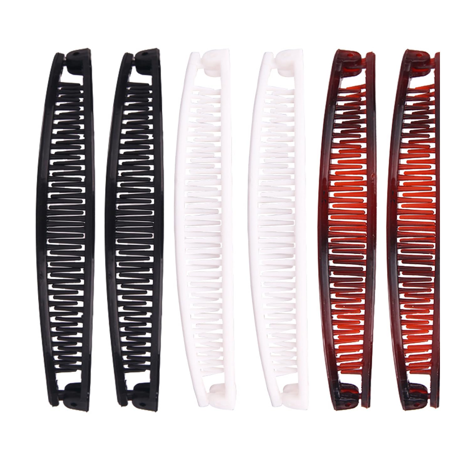 Luckious Brand 6 Pieces Banana Hair Clip Set: Versatile Hair Accessories for Effortless Styling - Wave Hair Clip Fork Hair Accessories for Women Girls (Black and Red and White)