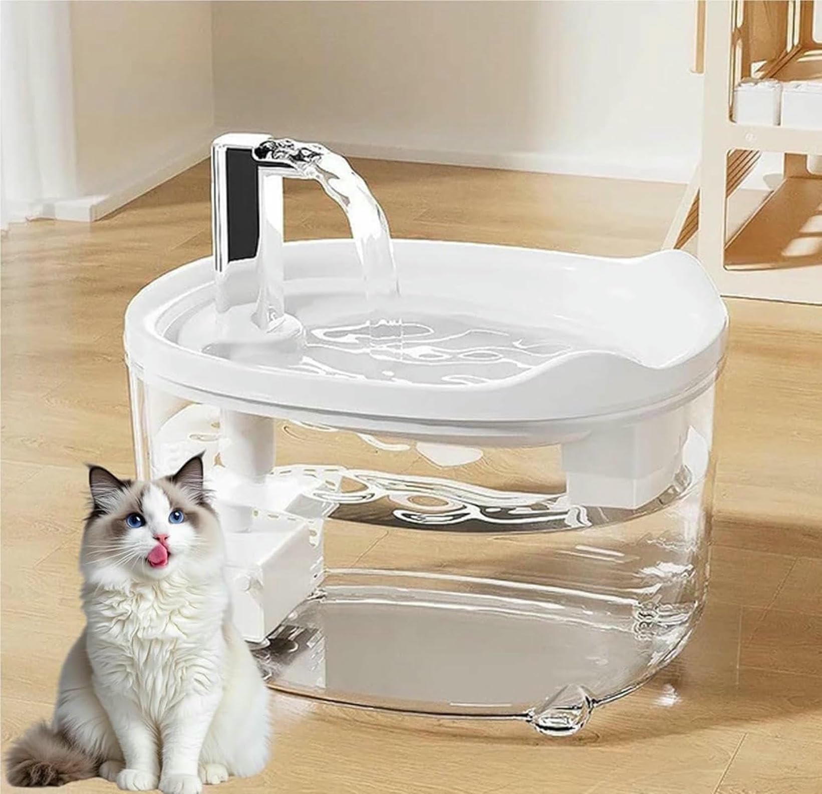 Fuente de agua para gatos automática con indicador LED y bomba silenciosa