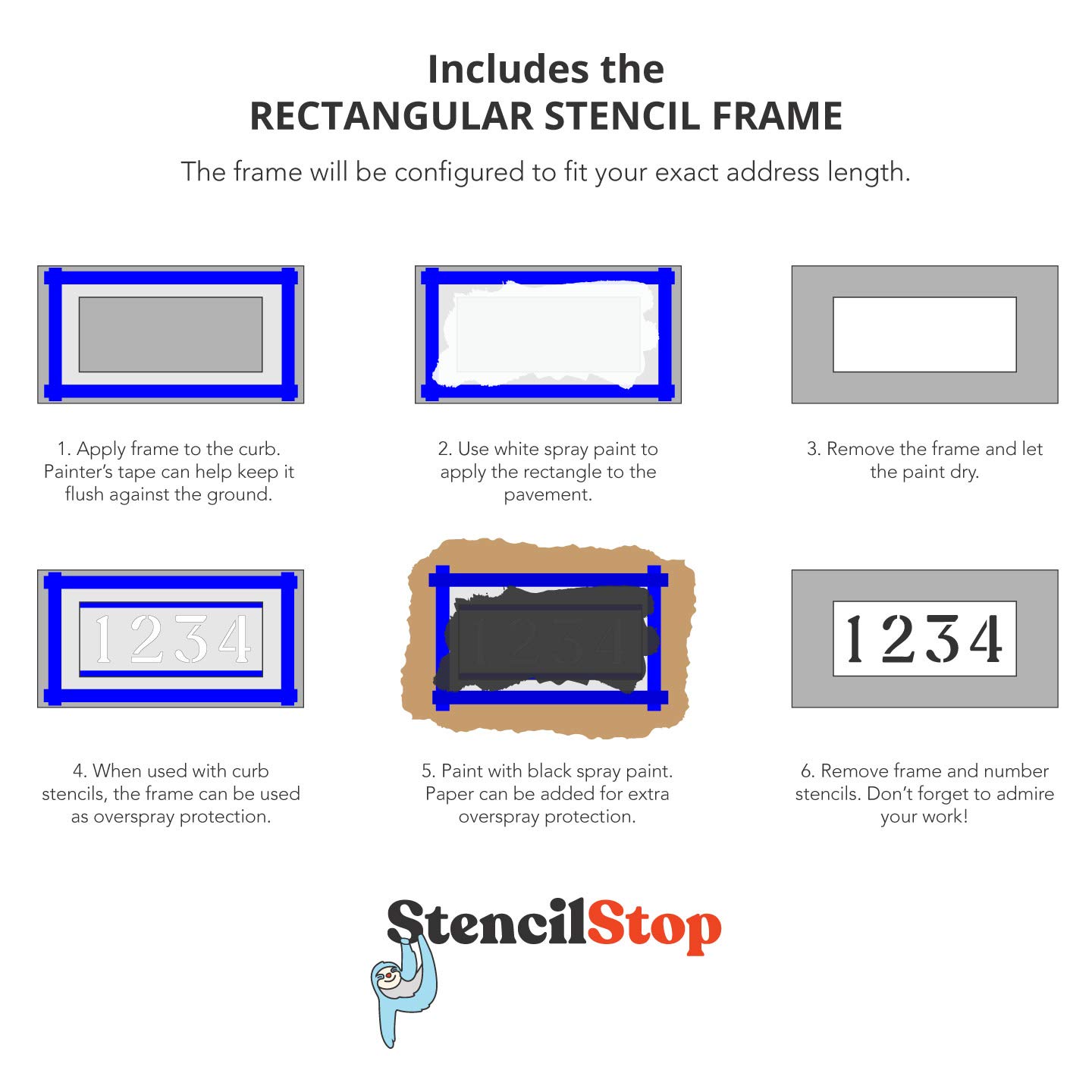 Stencil Stop Curb Number Stencil for Address Painting - Reusable, Durable, Customized Sidewalk Numbers - 14 Mil Mylar Plastic [4