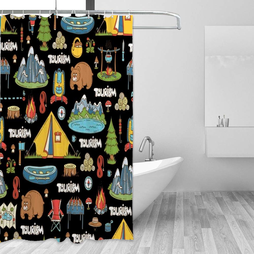 Rideau de douche étanche en tissu polyester coloré 168x183 cm