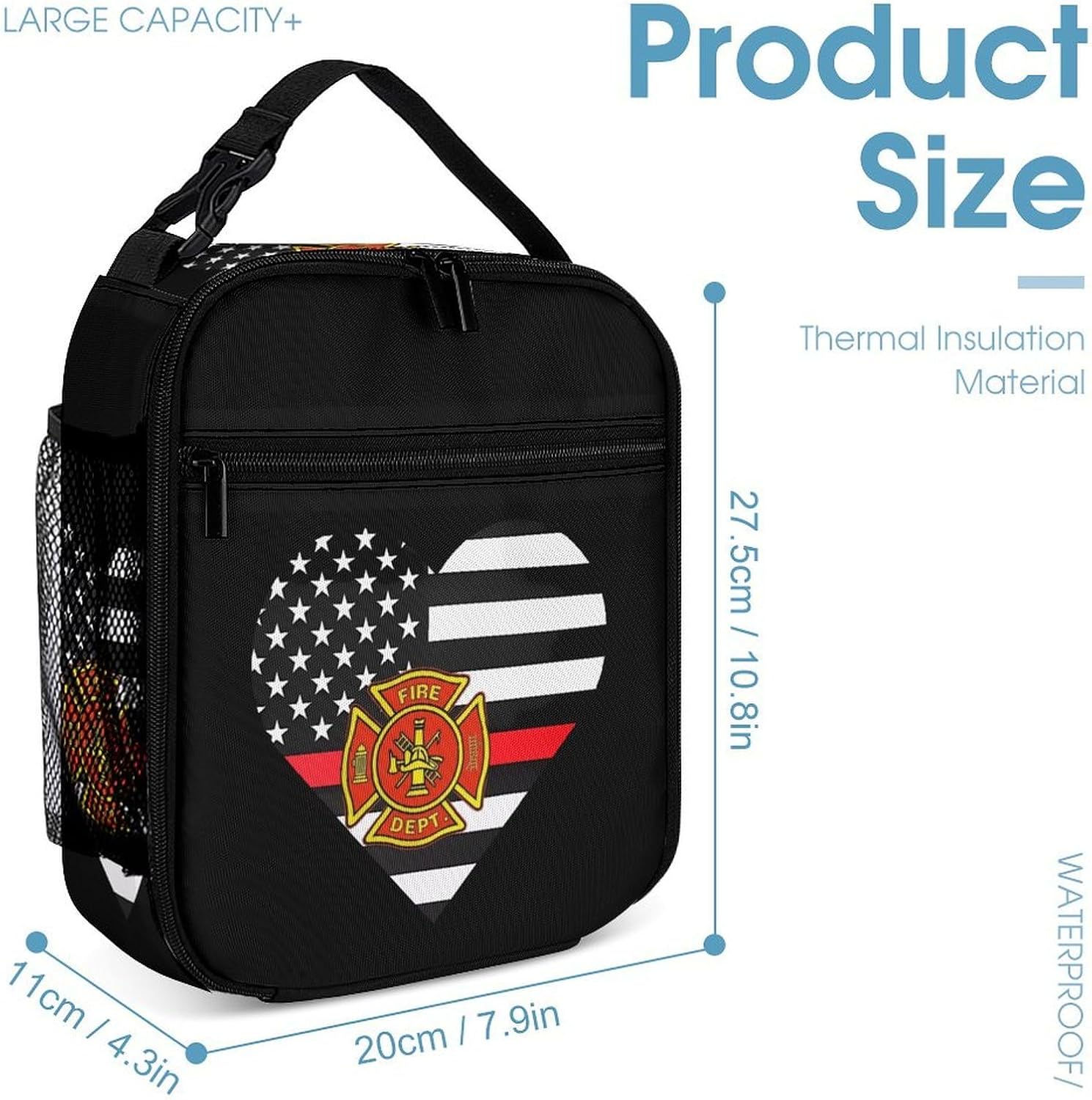 Firefighter Flag Novelty Backpack Set with Lunch Bag Pencil Cases image 4