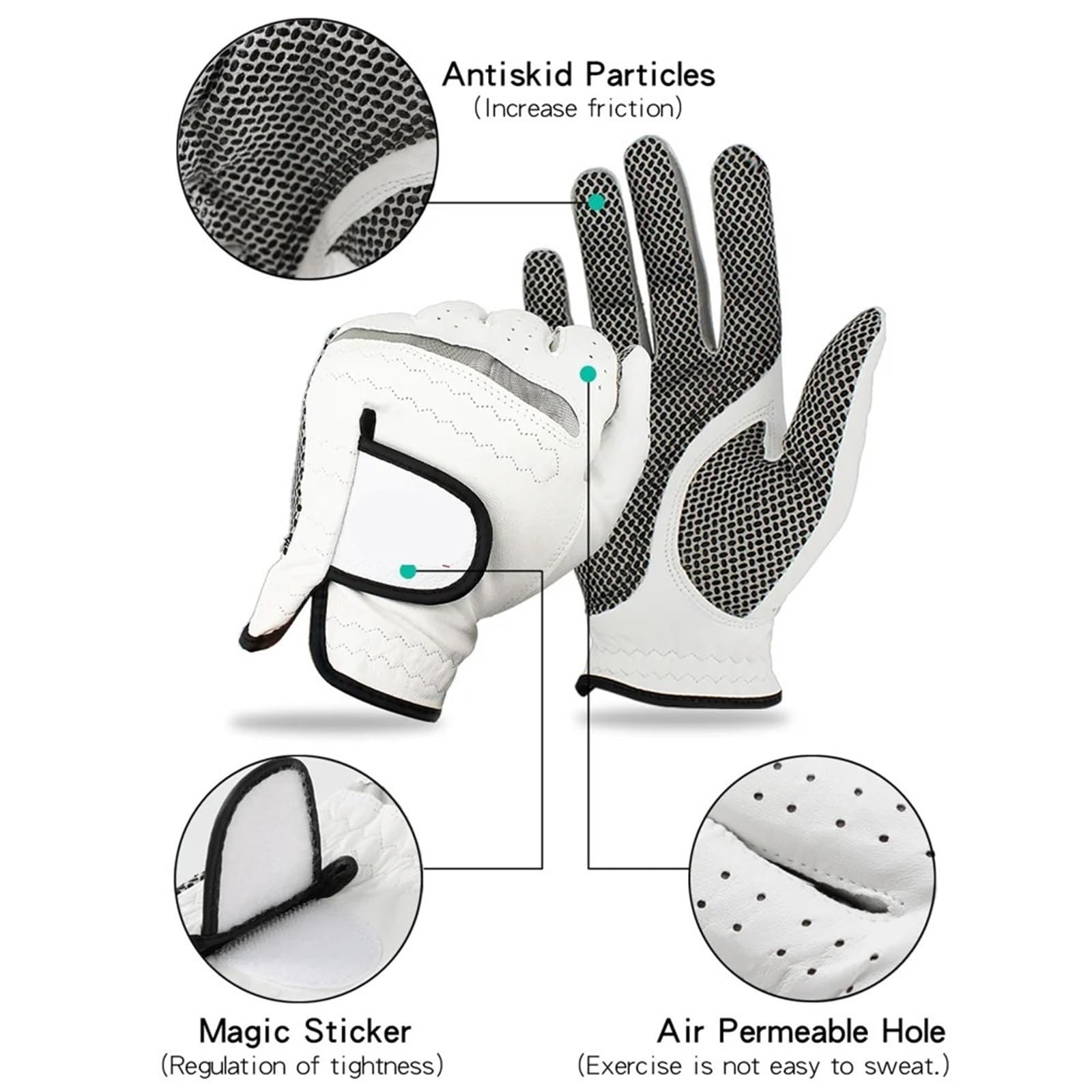 8 stücke Golf Handschuhe Aus Echtem Leder Männer Nicht-Slip Sport Links Rechts for Golfer männer Handschuh weiche Atmungsaktive Für Herren