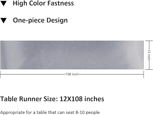 Miniatura 8 de Cupuamon Paquete de 6 caminos de mesa de satén de 12 x 108 pulgadas para fiestas, bodas, mesas redondas rectangulares para sillas (blanco, 6